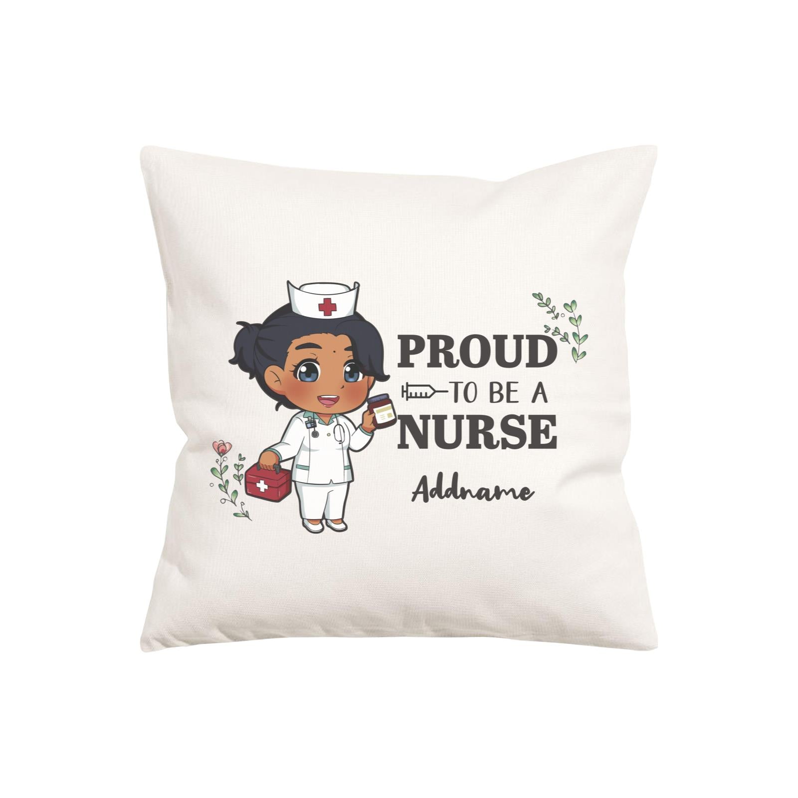 Proud To Be A Nurse Chibi Female Indian Pillow Cushion