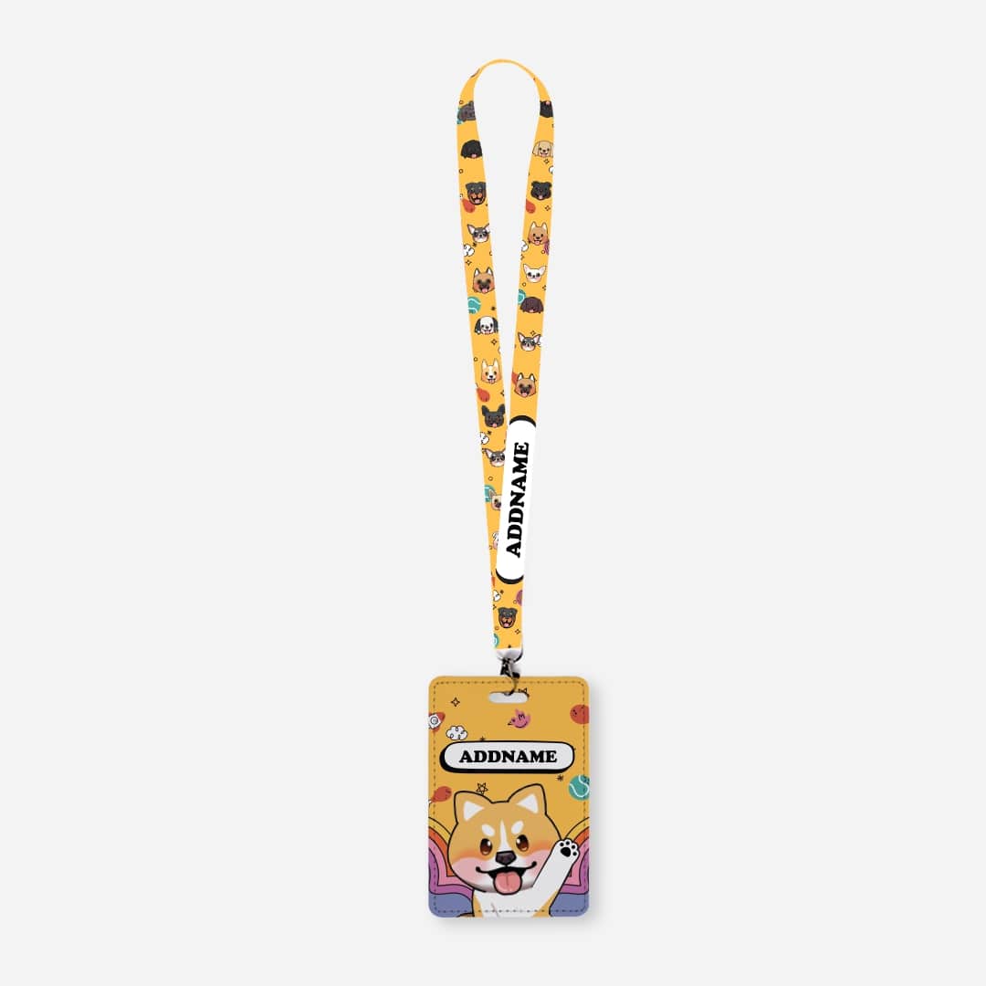 Paw Print Series Lanyard with Cardholder - Shiba