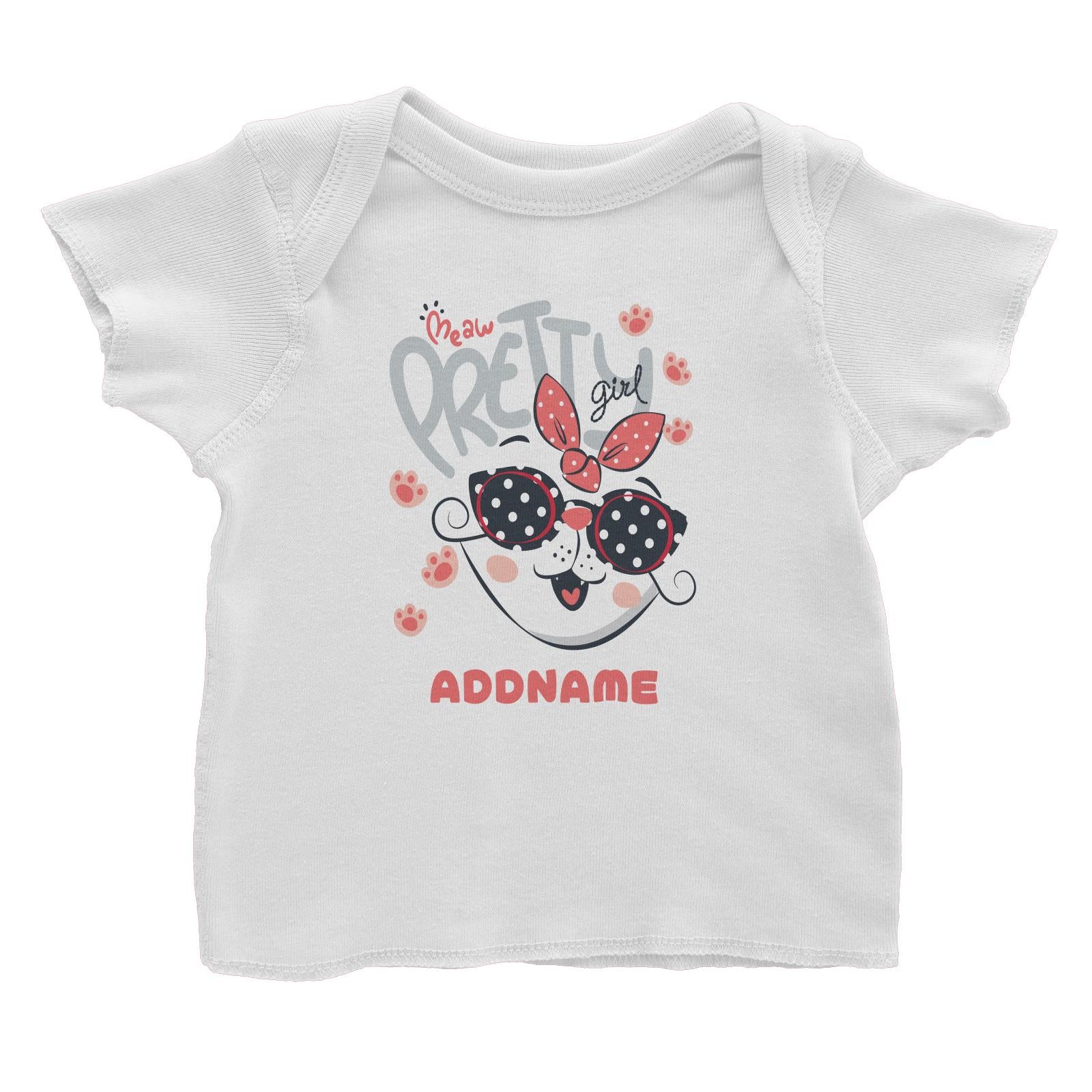 Meaw Pretty Girl Cat Addname White Baby T-Shirt