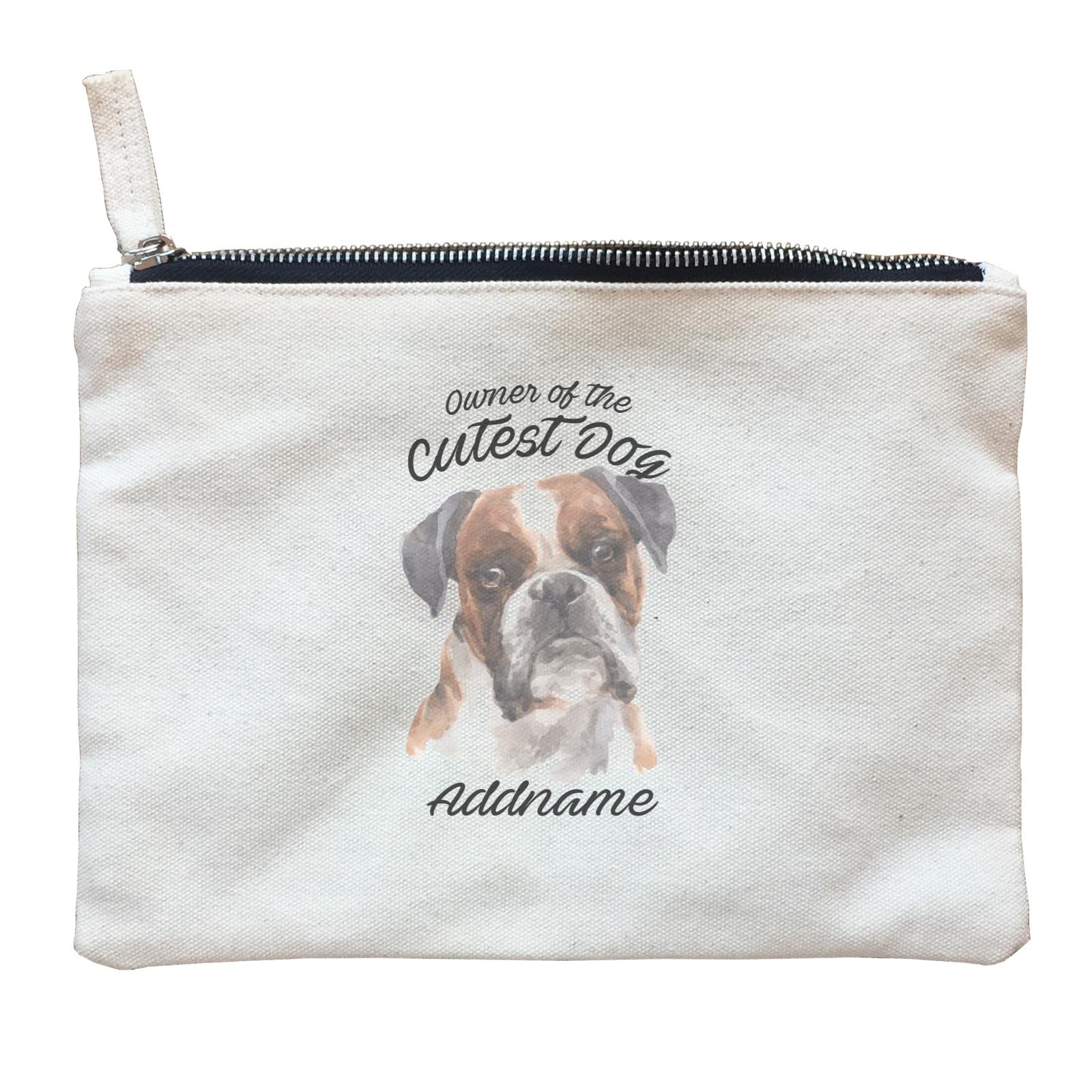Watercolor Dog Owner Of The Cutest Dog Boxer Black Ears Addname Zipper Pouch
