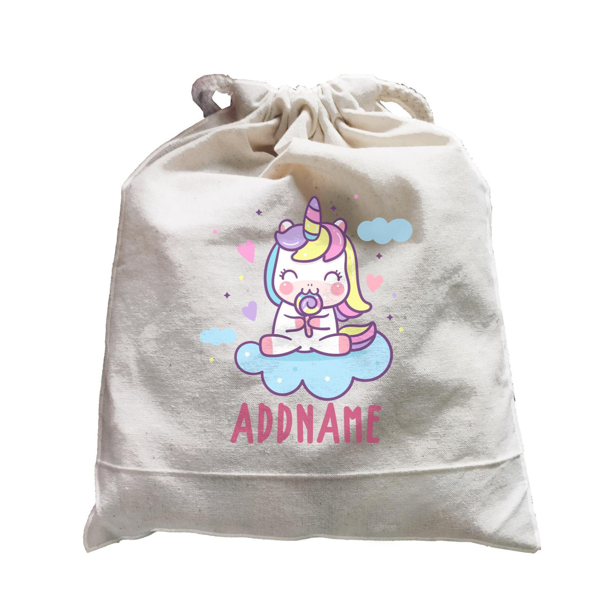 Unicorn And Princess Series Cute Unicorn Eating Lolipop Addname Satchel