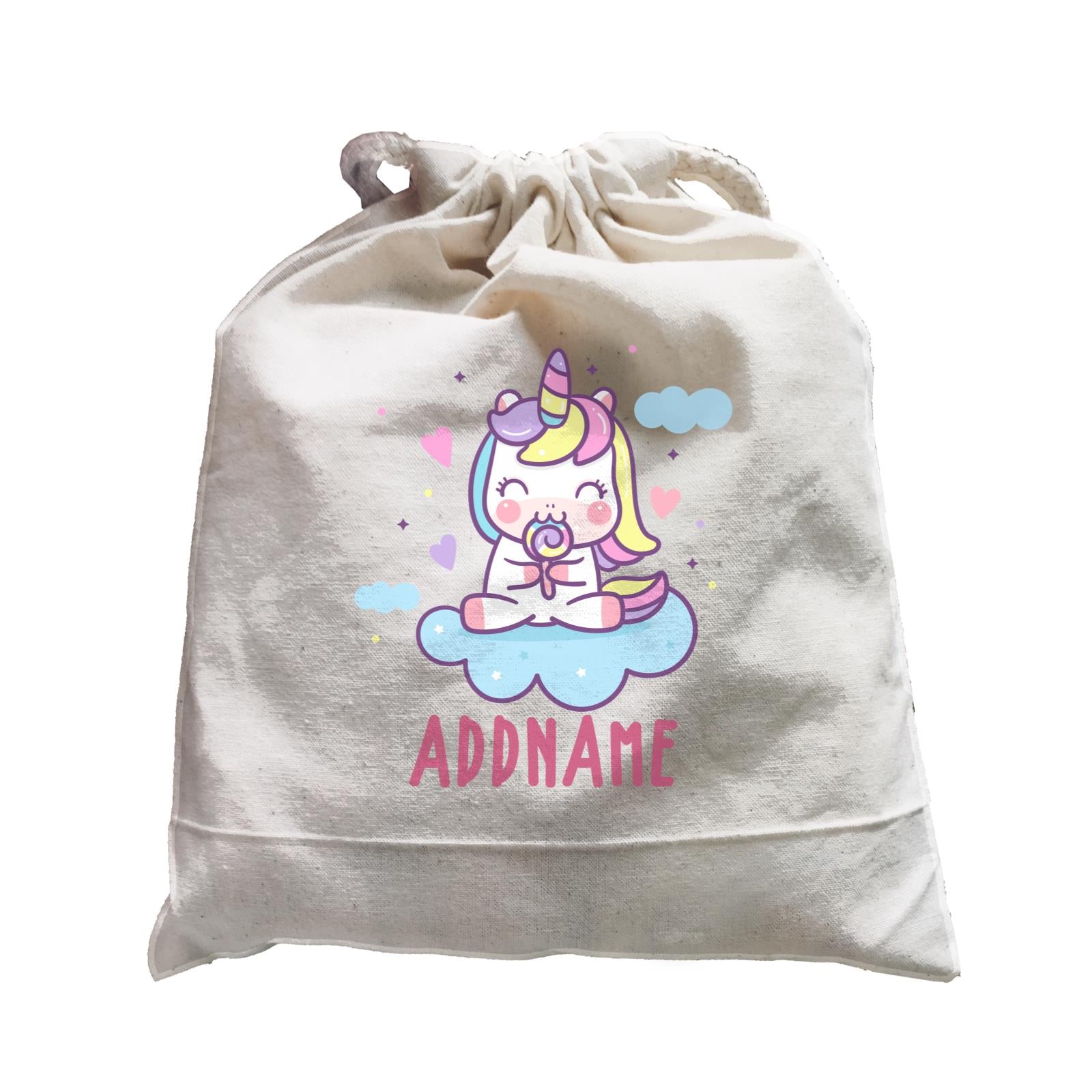 Unicorn And Princess Series Cute Unicorn Eating Lolipop Addname Satchel
