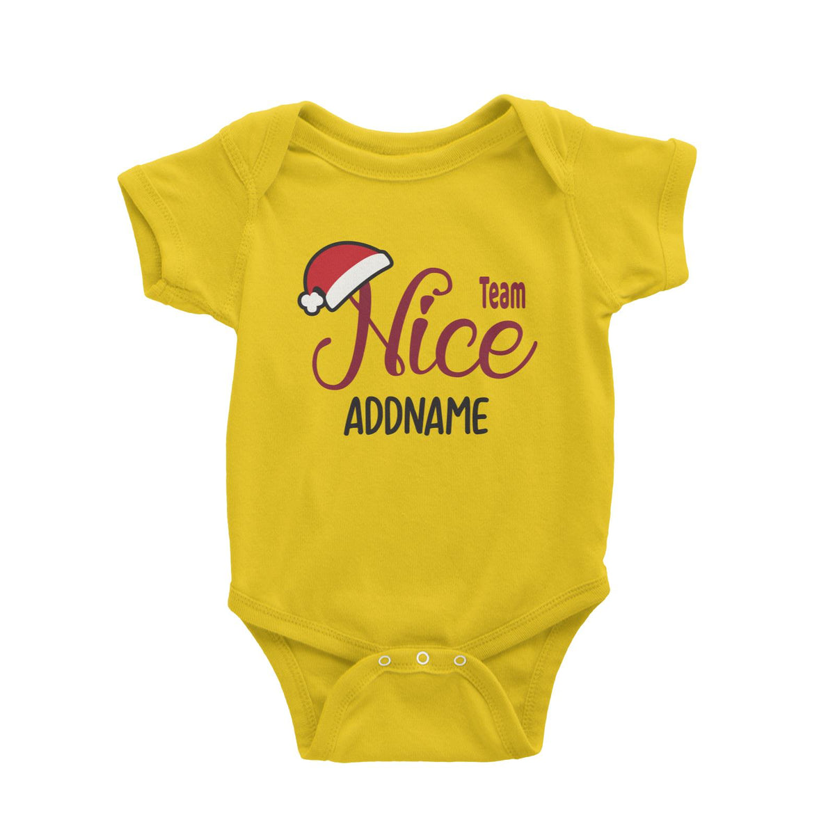 Xmas Team Nice with Santa Hat Baby Romper