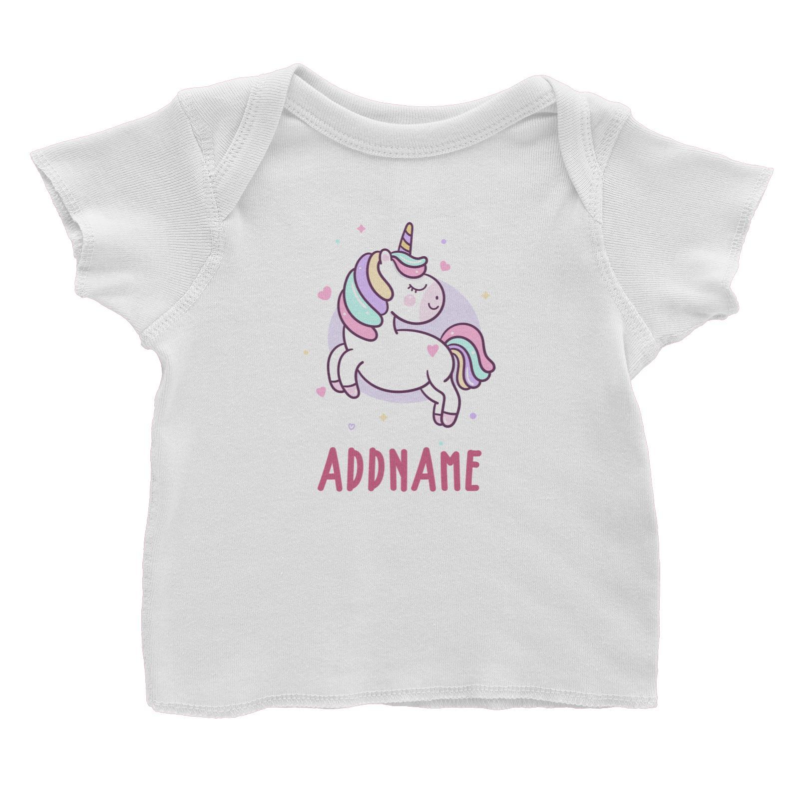 Unicorn And Princess Series Cute Pastel Unicorn Addname Baby T-Shirt