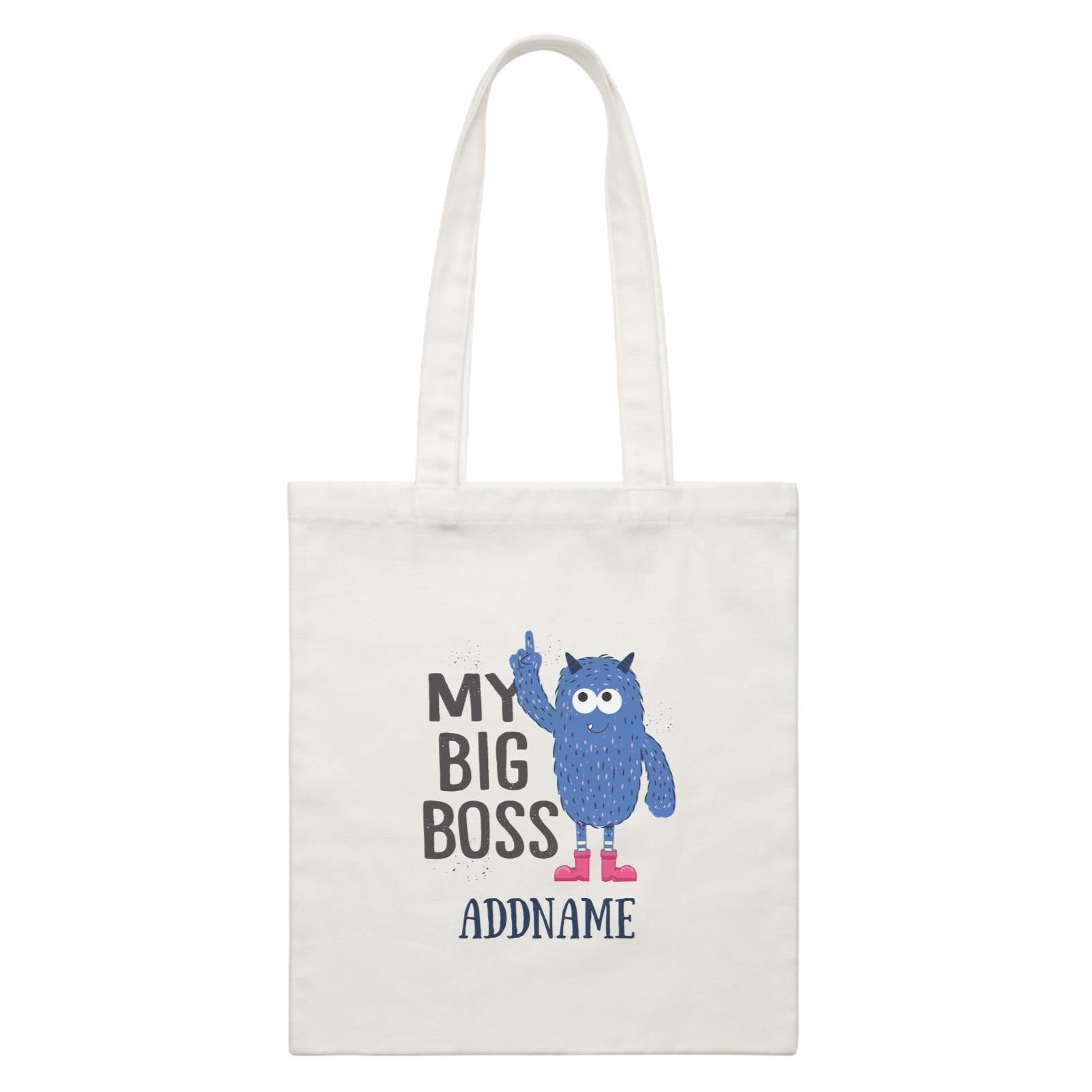 Cool Cute Monster My Big Boss Addname White Canvas Bag