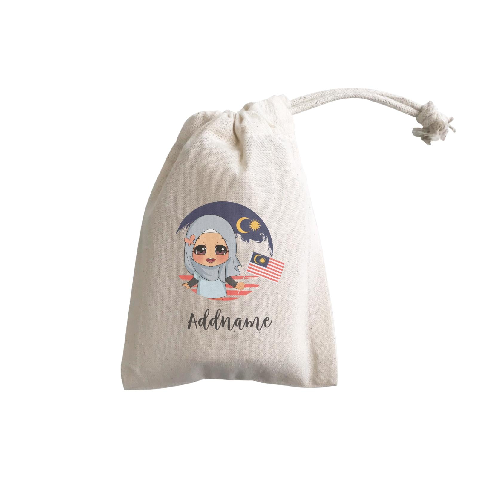 Merdeka Series Round Flag Malay Girl Addname GP Gift Pouch