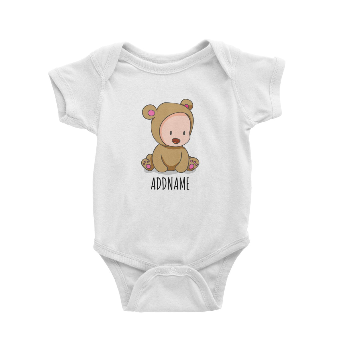 Cartoon Bear Baby White White Baby Romper