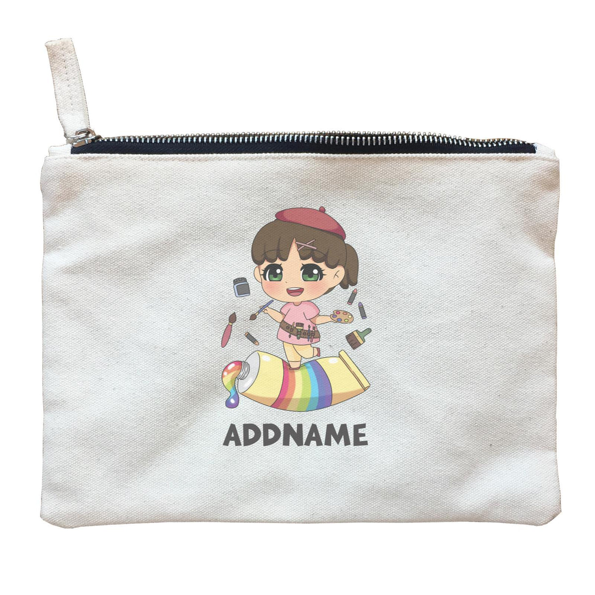 Children's Day Gift Series Artist Little Girl Addname  Zipper Pouch