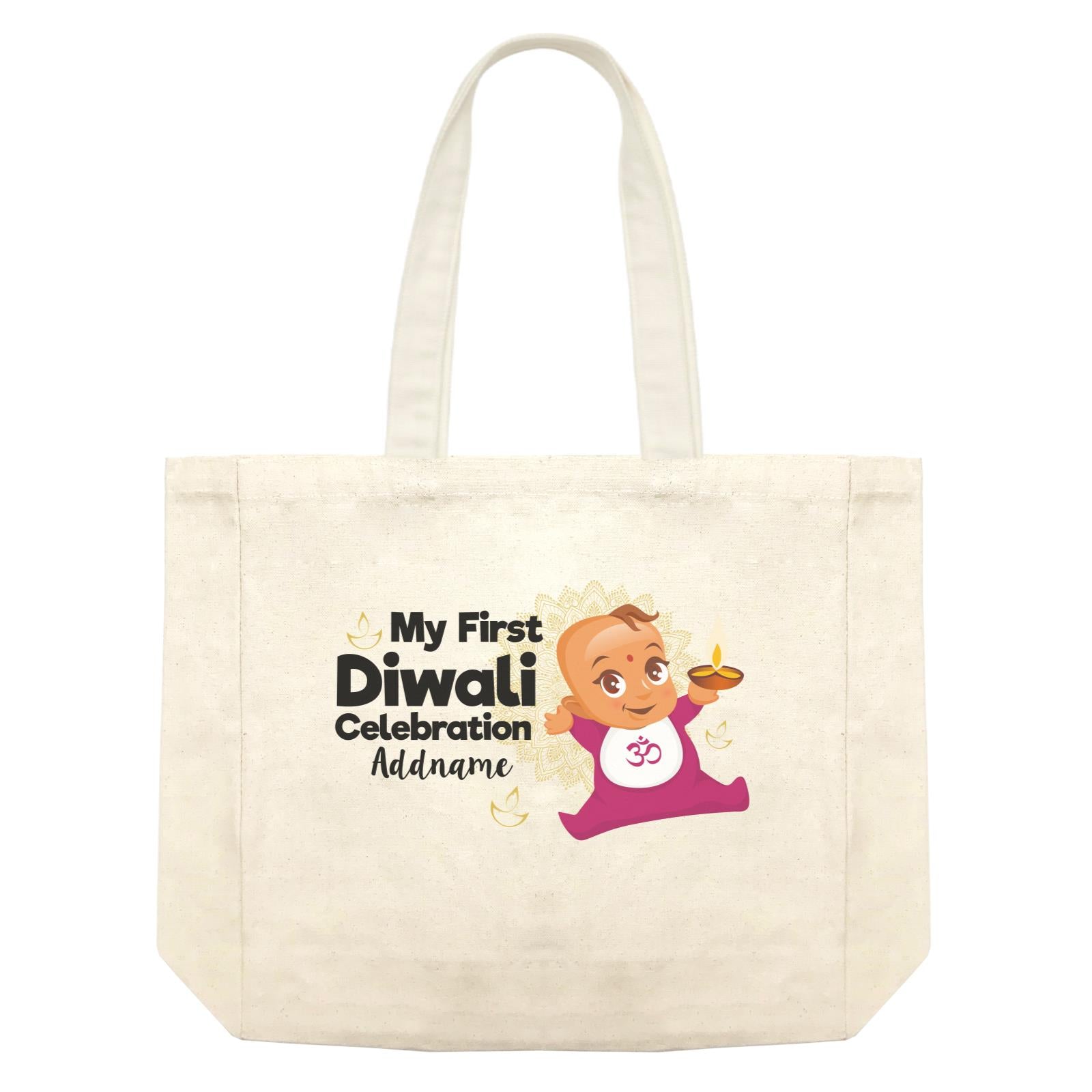 Cute Baby My First Diwali Celebration Addname Shopping Bag
