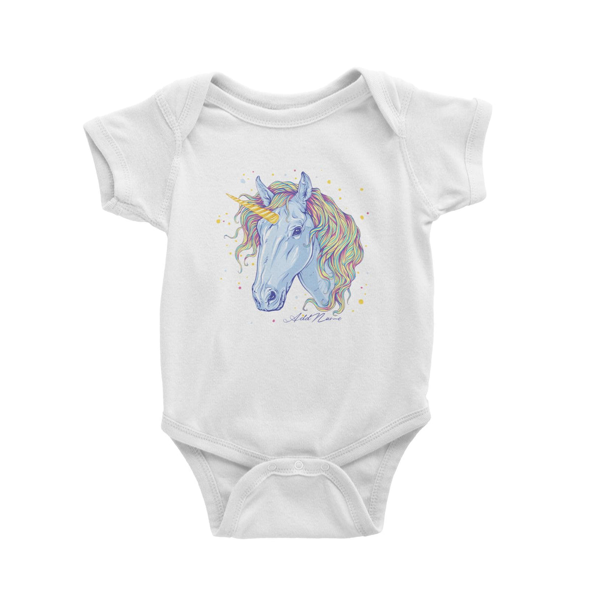 Beautiful Watercolour Unicorn White Baby Romper Personalizable Designs