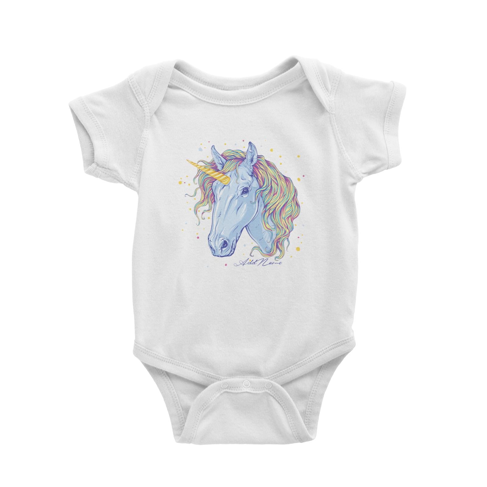 Beautiful Watercolour Unicorn White Baby Romper Personalizable Designs