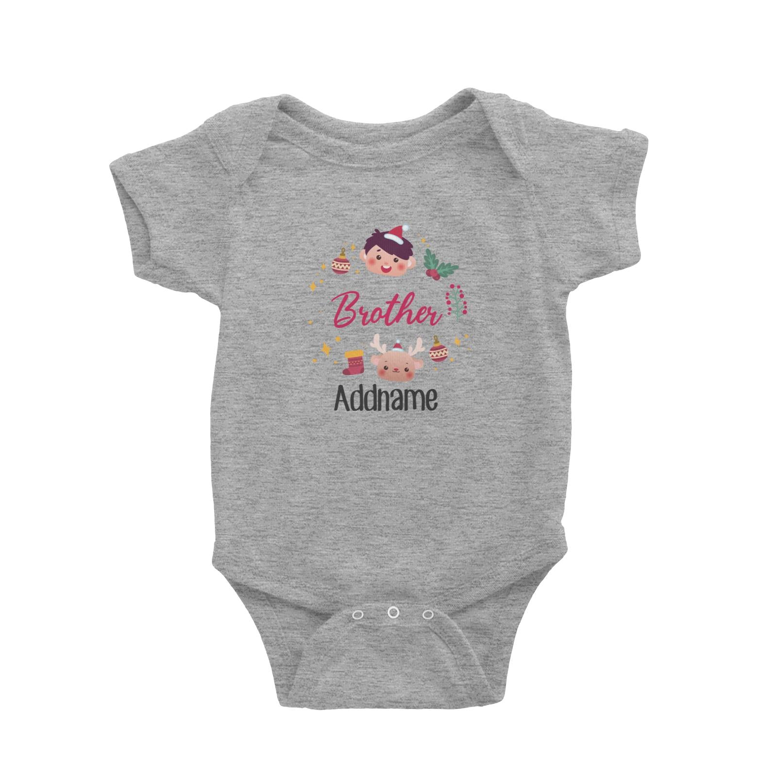 Christmas Cute Wreath Brother Baby Romper