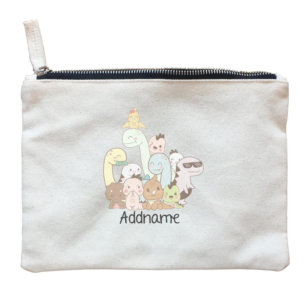 Cute Animals And Friends Series Cute Little Dinosaur Group Addname Zipper Pouch