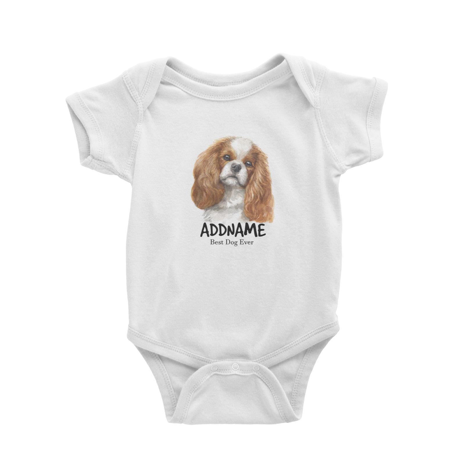 Watercolor Dog King Charles Spaniel Best Dog Ever Addname Baby Romper