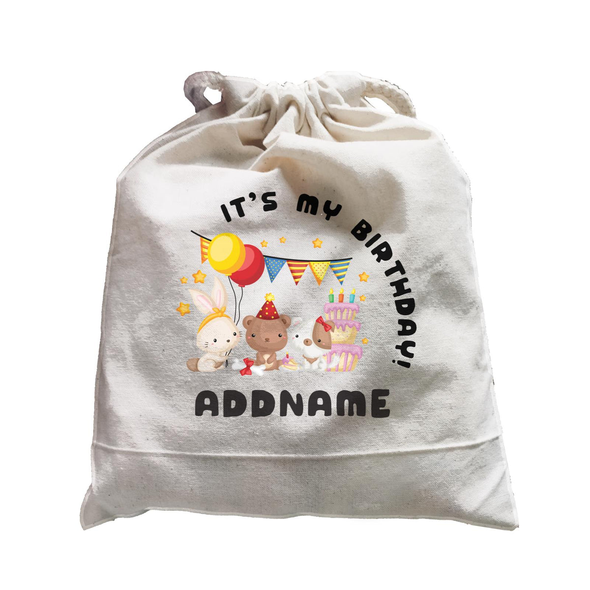 Birthday Friendly Animals Rabbit Bear And Dog Party It's My Birthday Addname Satchel