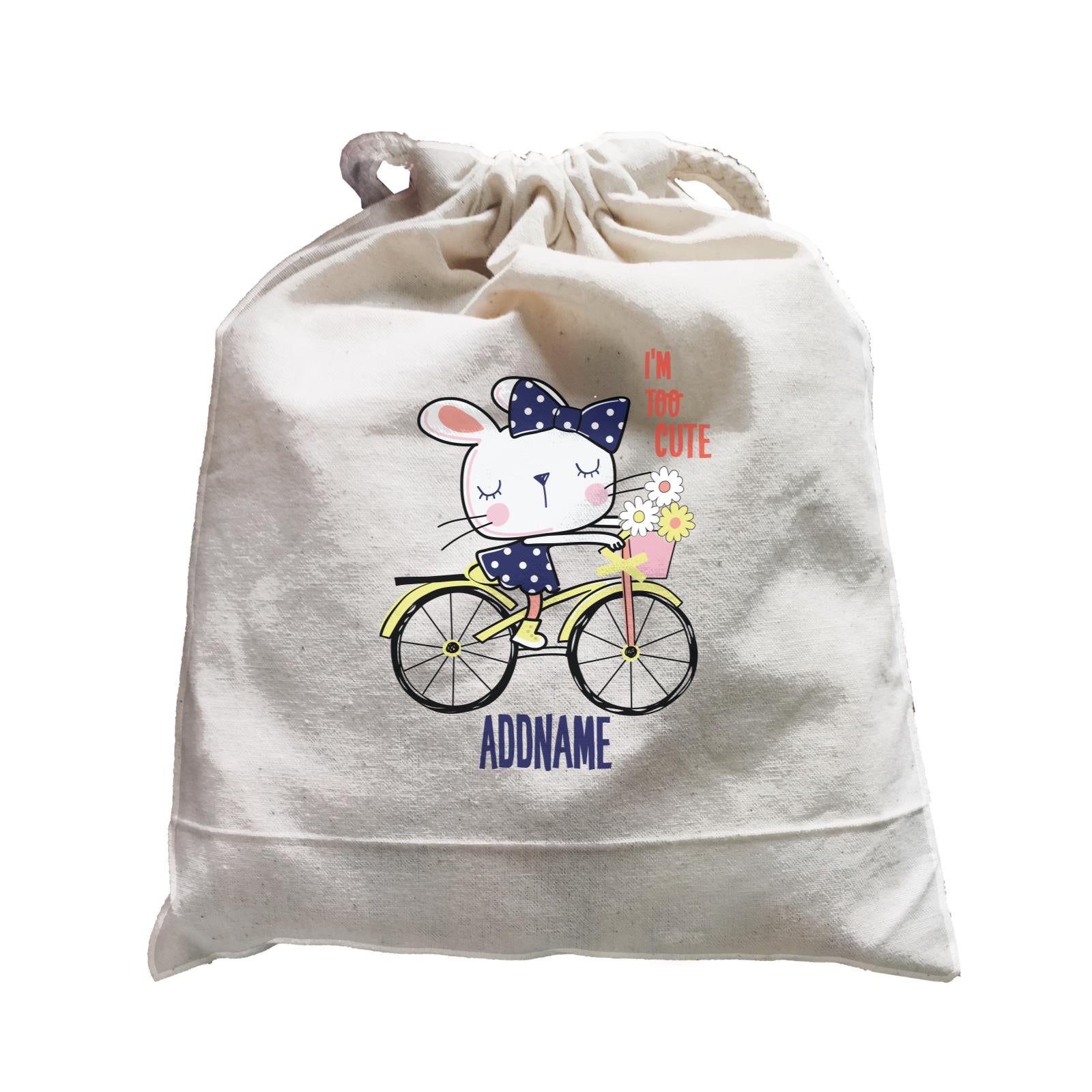 Cool Vibrant Series I'm Too Cute Bunny on Bicycle Addname Satchel