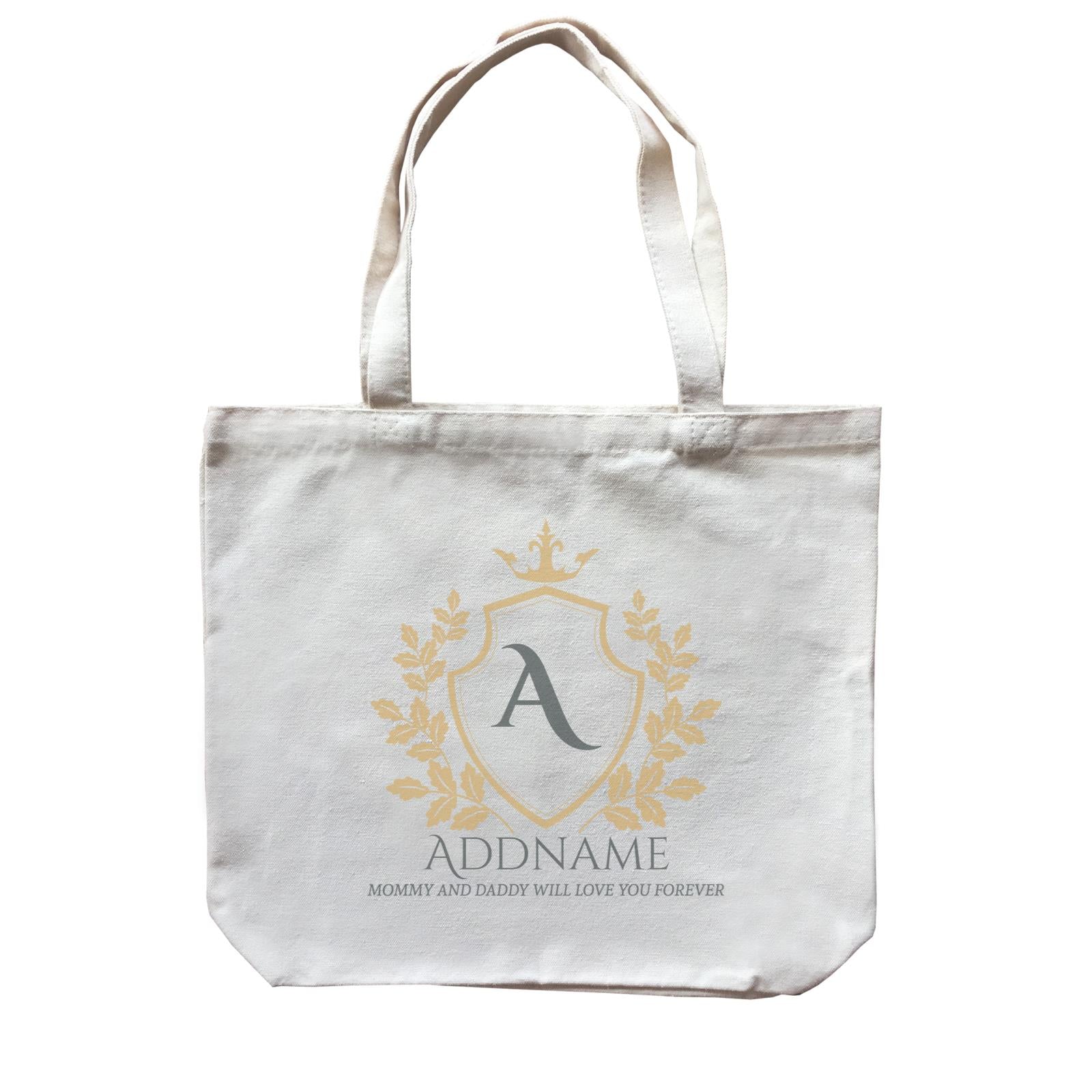 Royal Emblem Logo with Crown 2 Personalizable with Initial Name and Text Canvas Bag