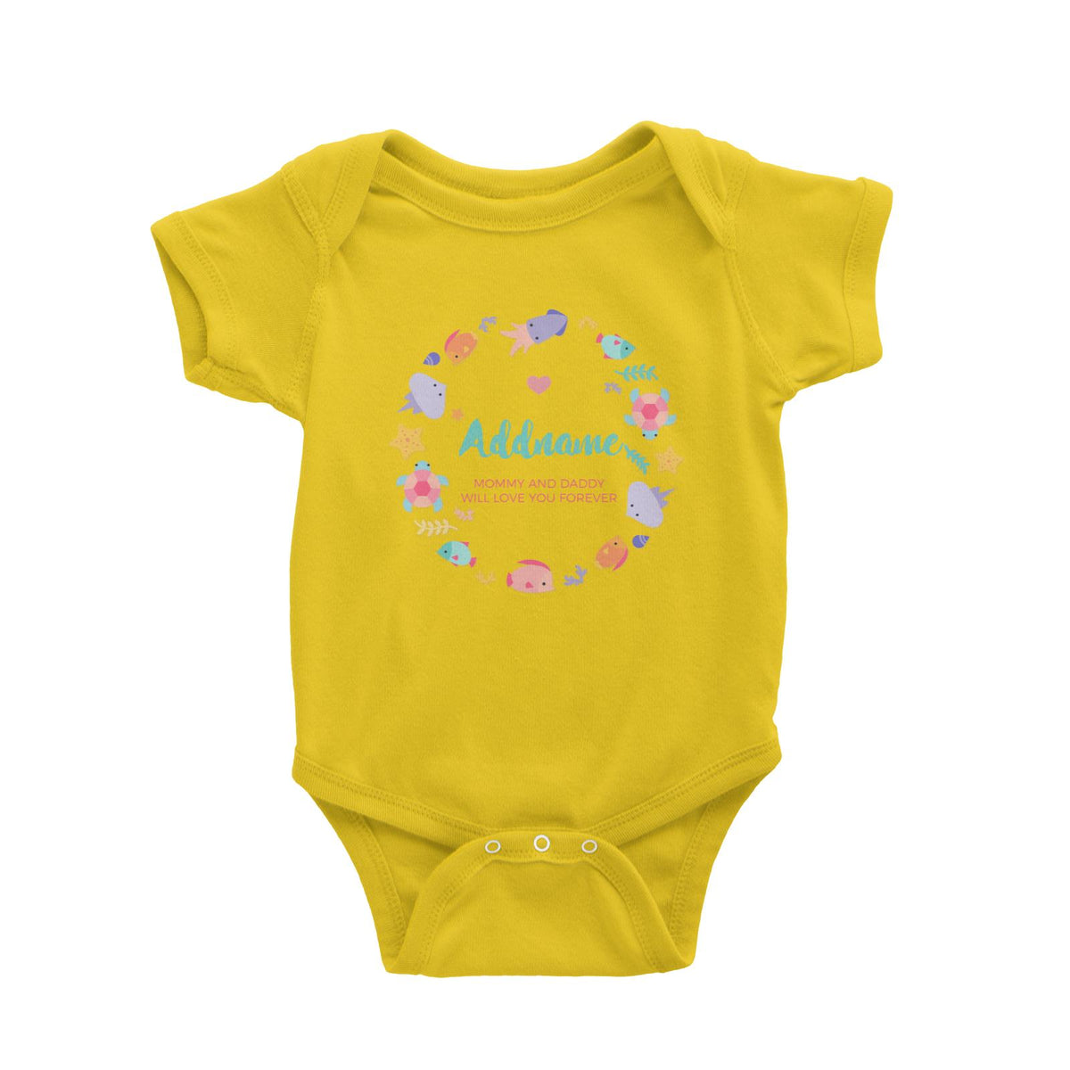 Cute Sea Creatures with Elements Personalizable with Name and Text Baby Romper