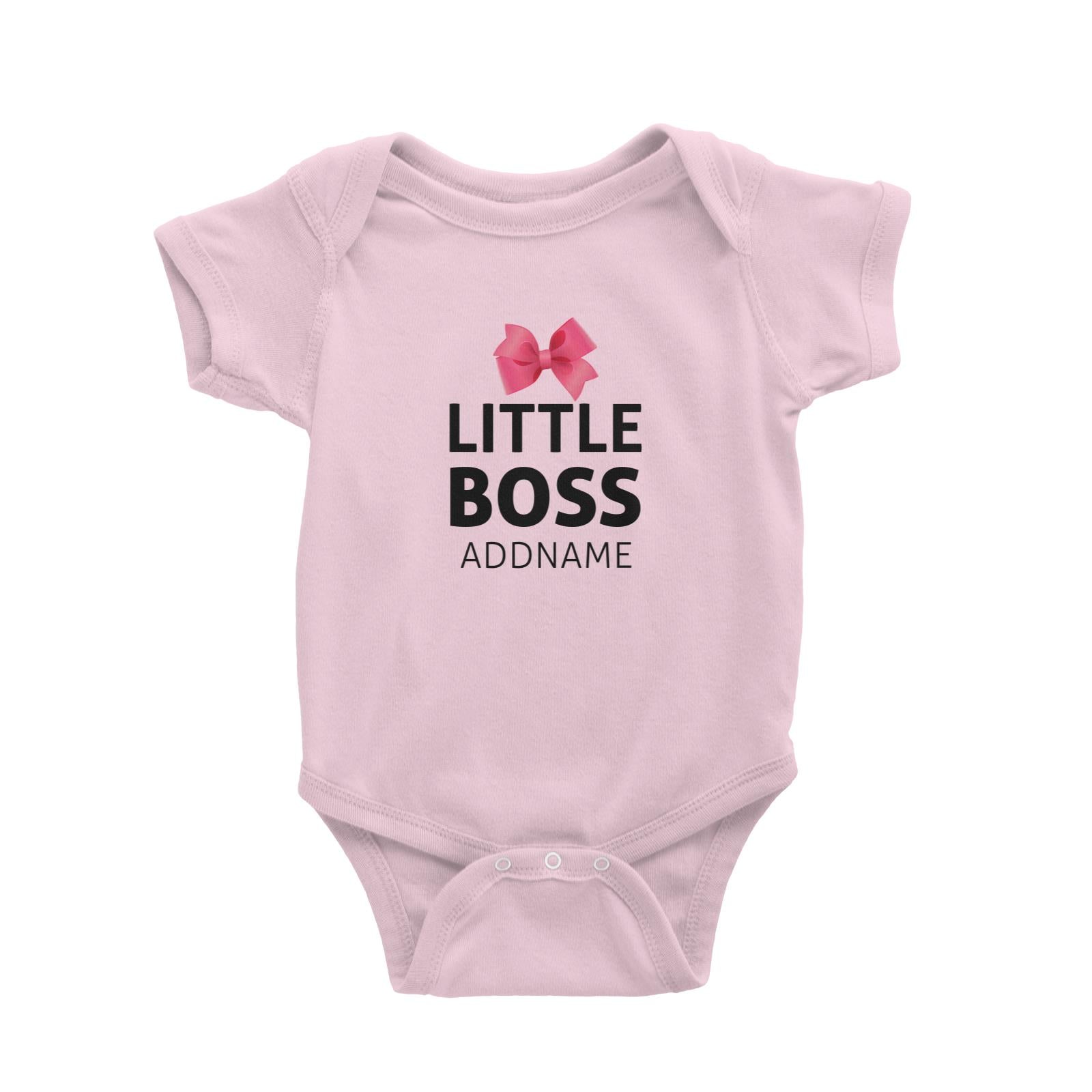 Little Boss With Pink Ribbon Baby Romper