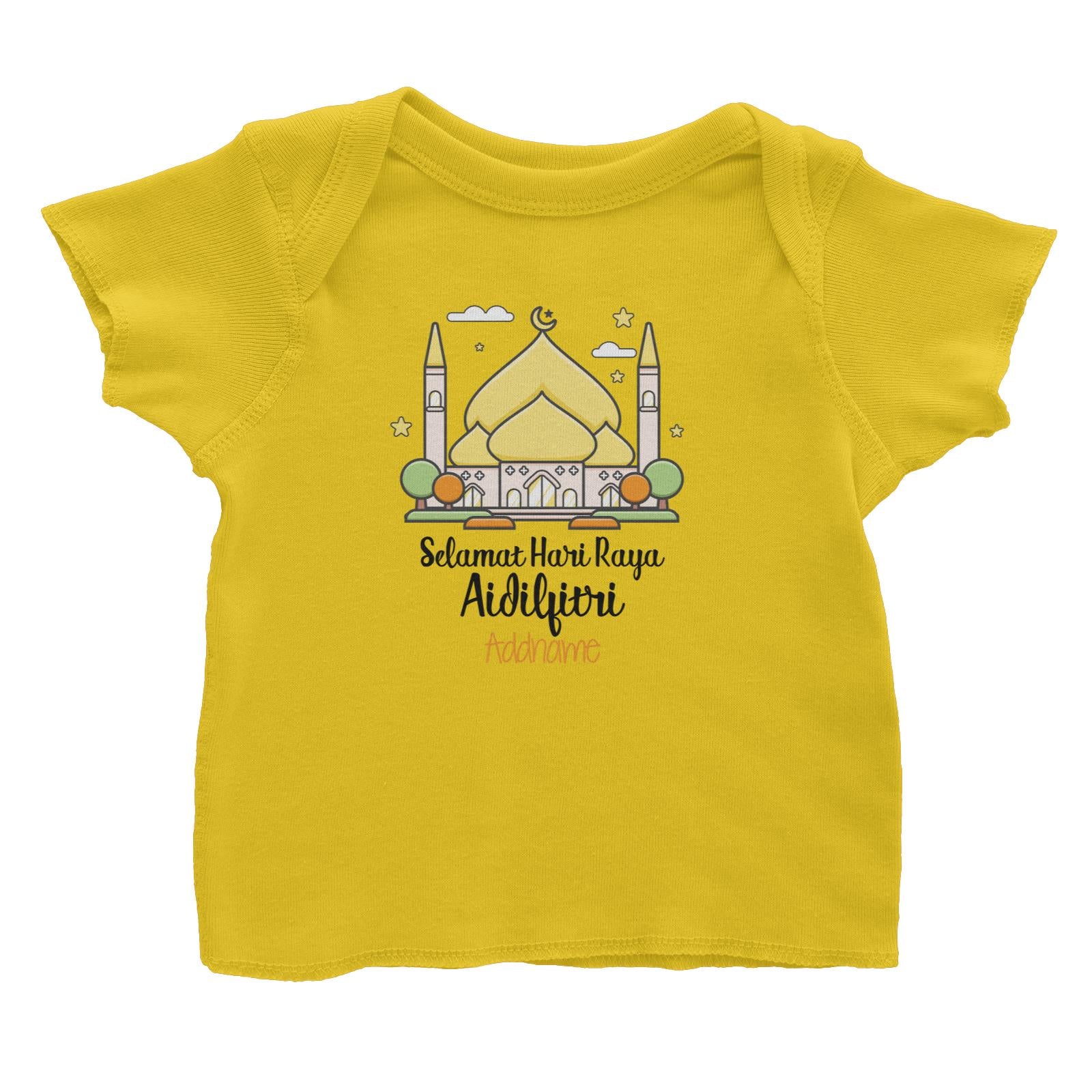 Raya Cute Mosque Cartoon Mosque Selamat Hari Raya Aidilfitri Addname Baby T-Shirt