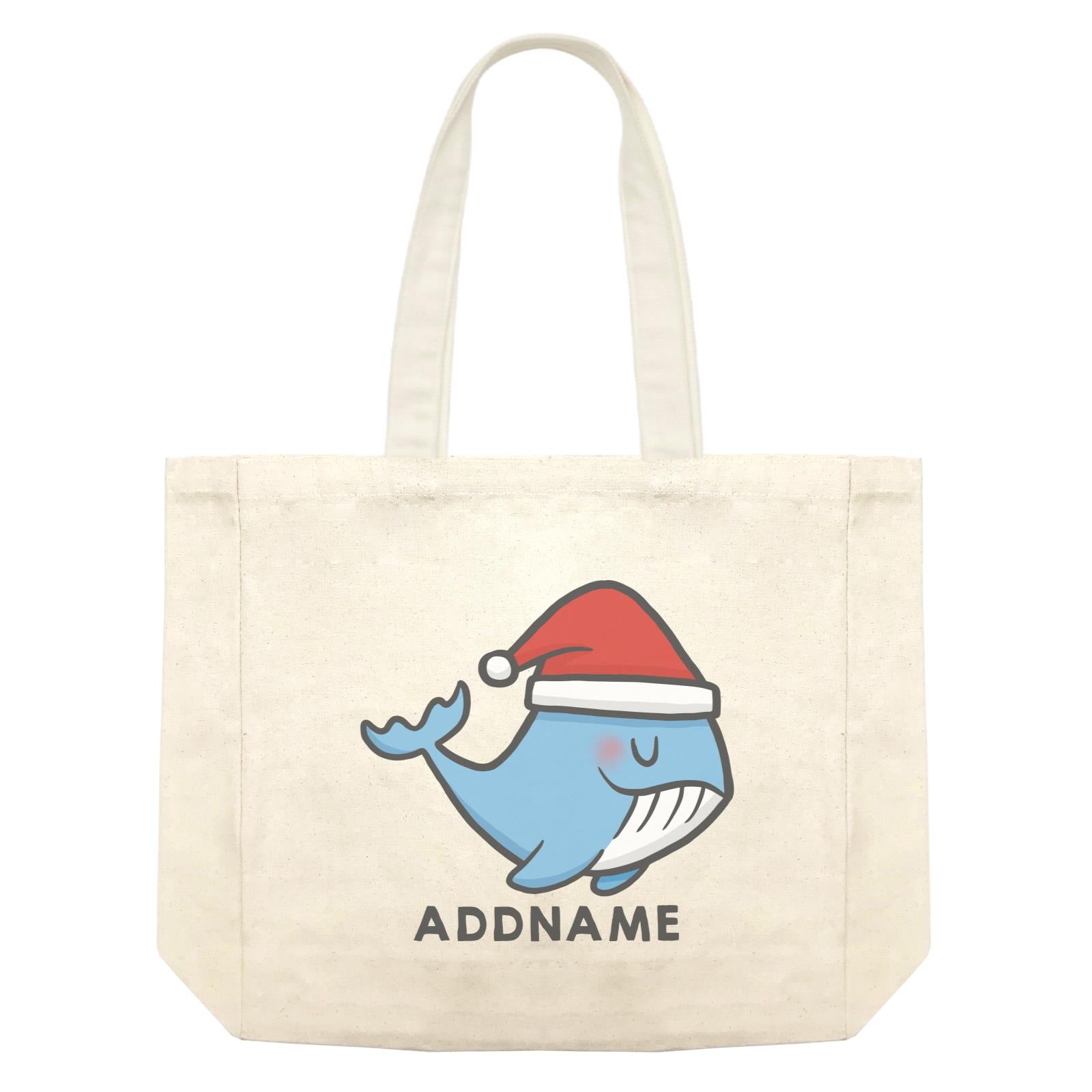Xmas CuteWhale Christmas Hat Addname Accessories Shopping Bag