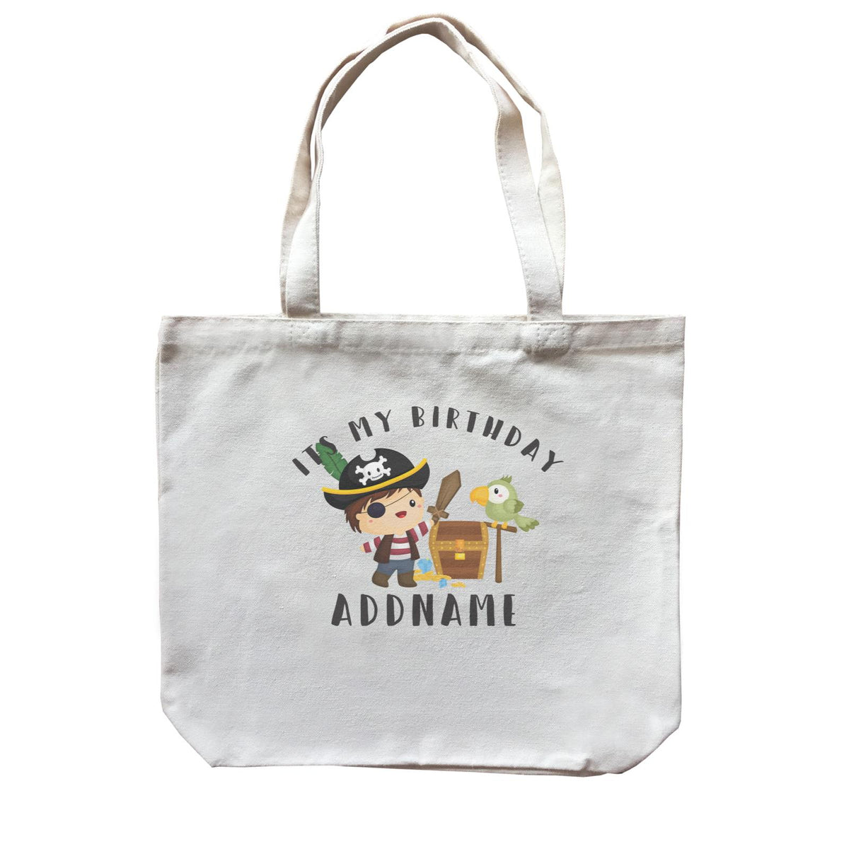 Birthday Pirate Happy Boy Captain With Treasure Chest Its My Birthday Addname Canvas Bag