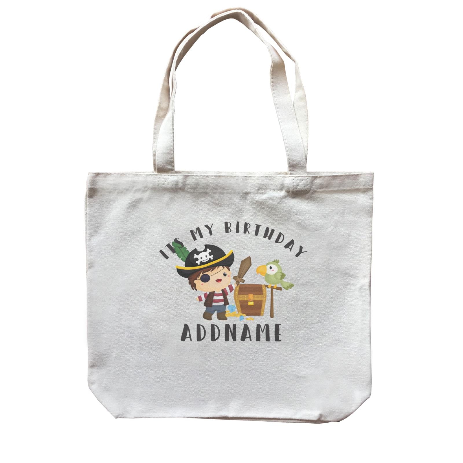 Birthday Pirate Happy Boy Captain With Treasure Chest Its My Birthday Addname Canvas Bag