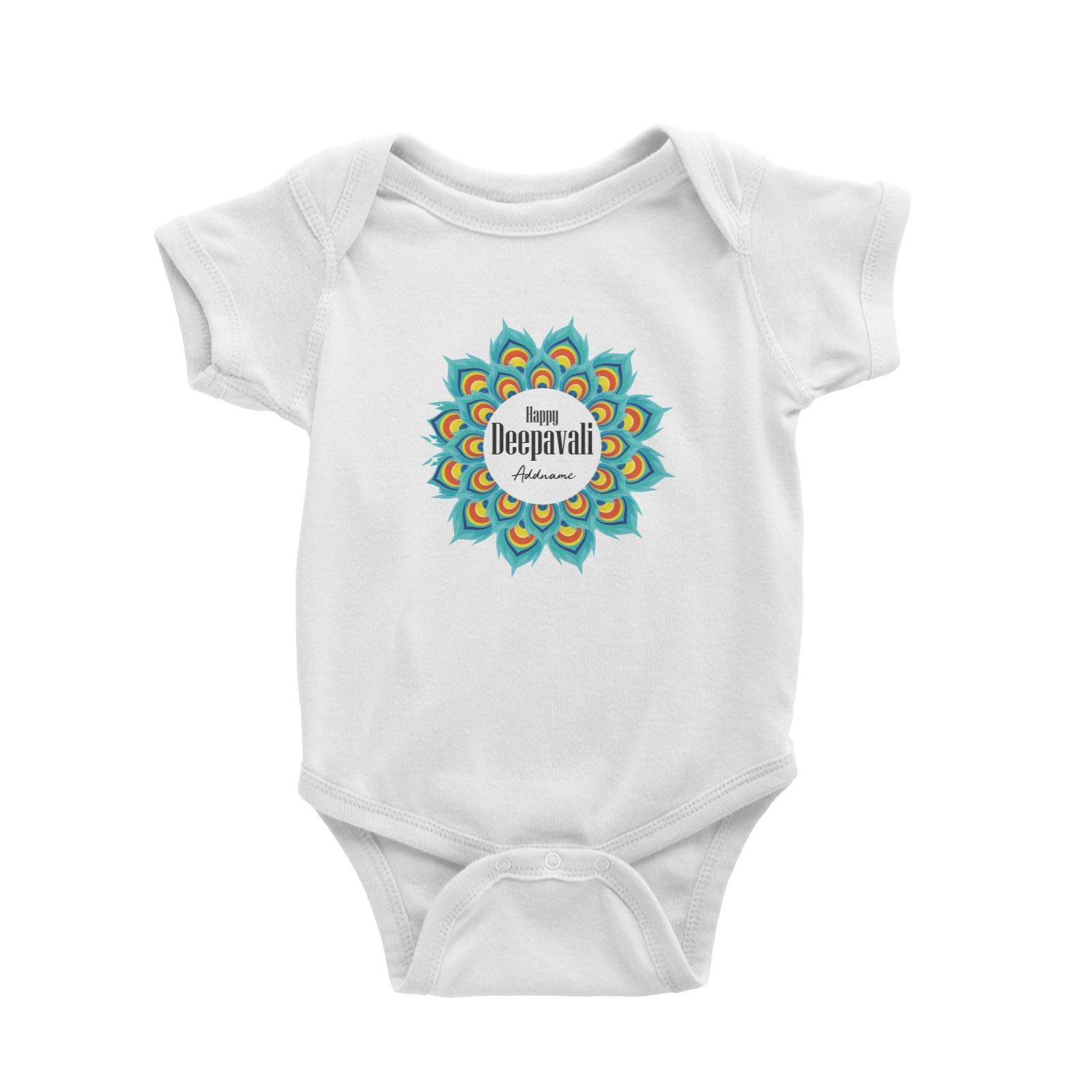 Deepavali Peacock Feather Mandala Greetings Addname Baby Romper