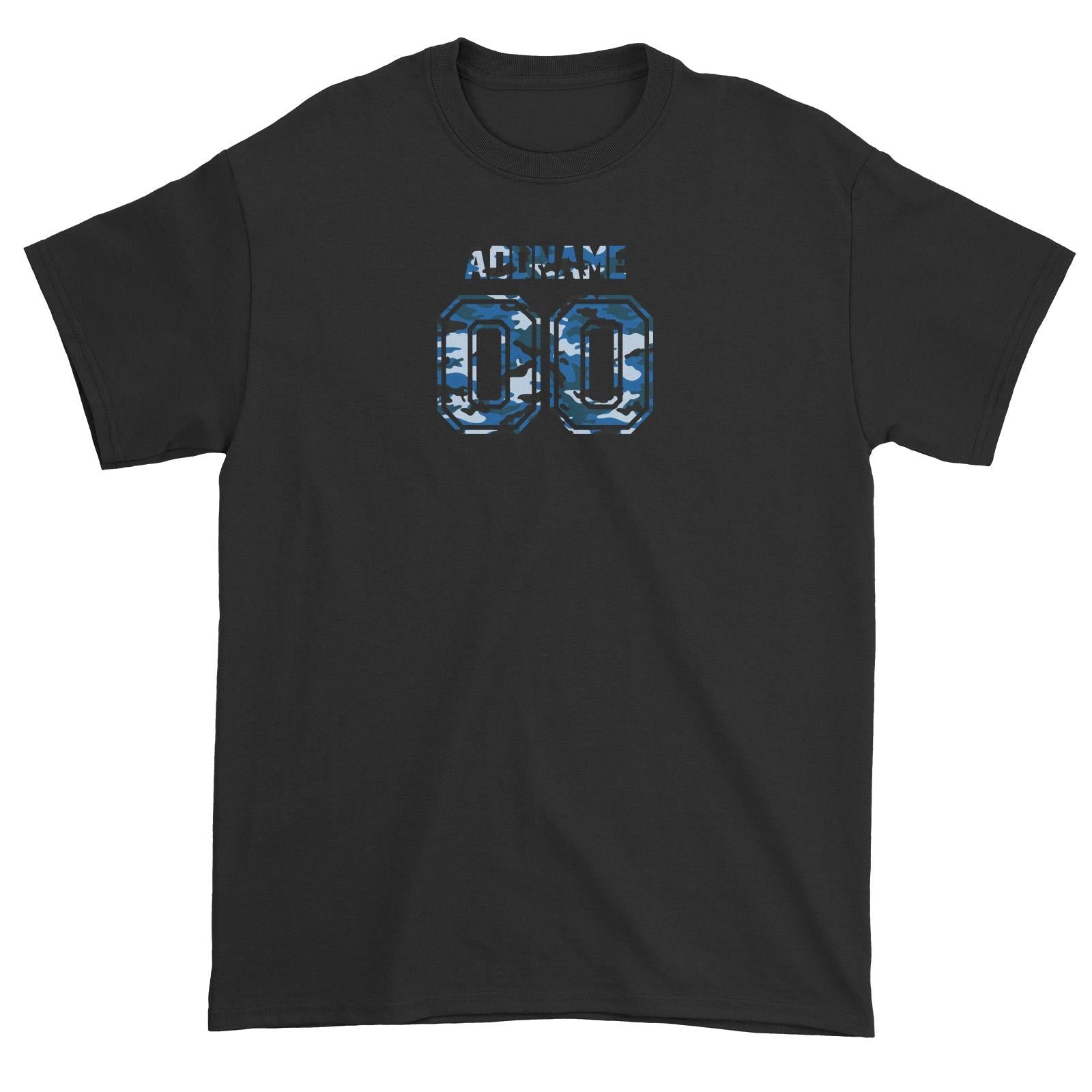 Adults Jersey Blue Camo With Name and Number Unisex T-Shirt