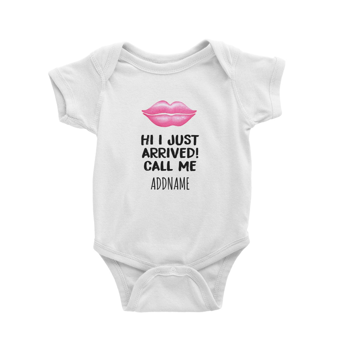 Lips Hi I Just Arrived Newborn White White Baby Romper