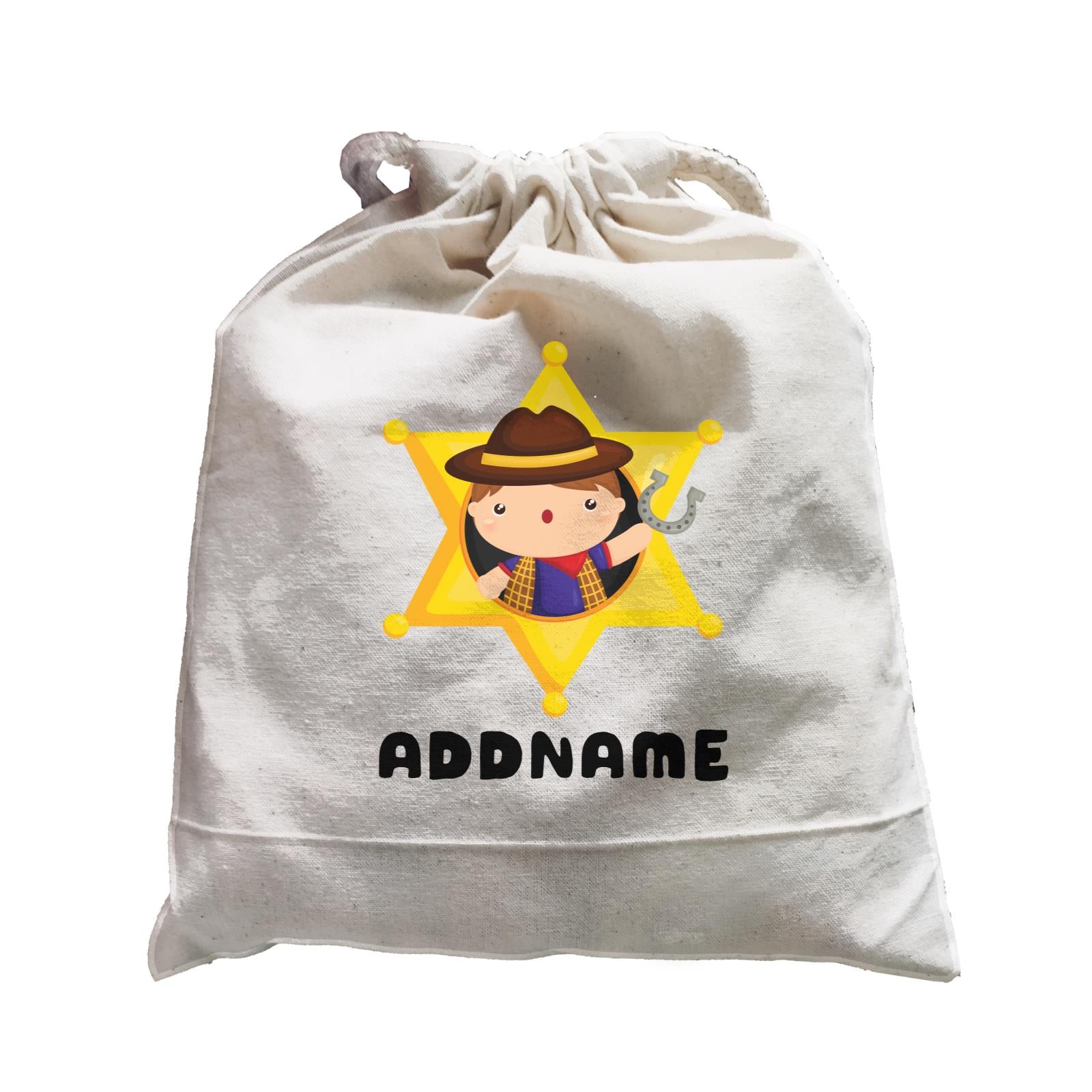 Birthday Cowboy Style Little Cowboy Holding Hoe In Star Badge Addname Satchel