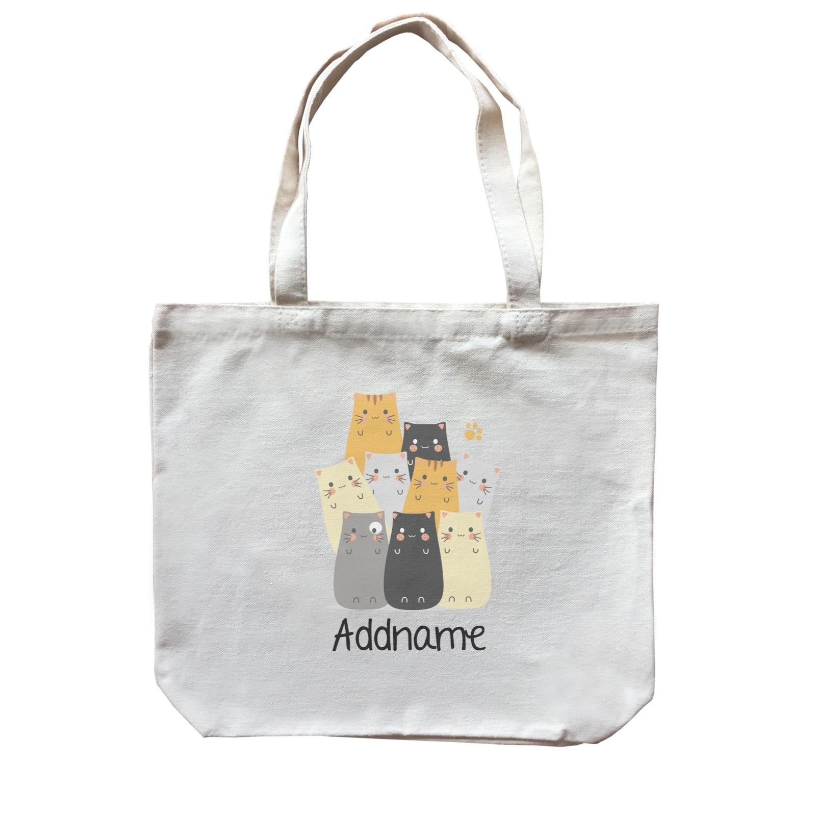 Cute Animals And Friends Series Cute Long Cats Group Addname Canvas Bag