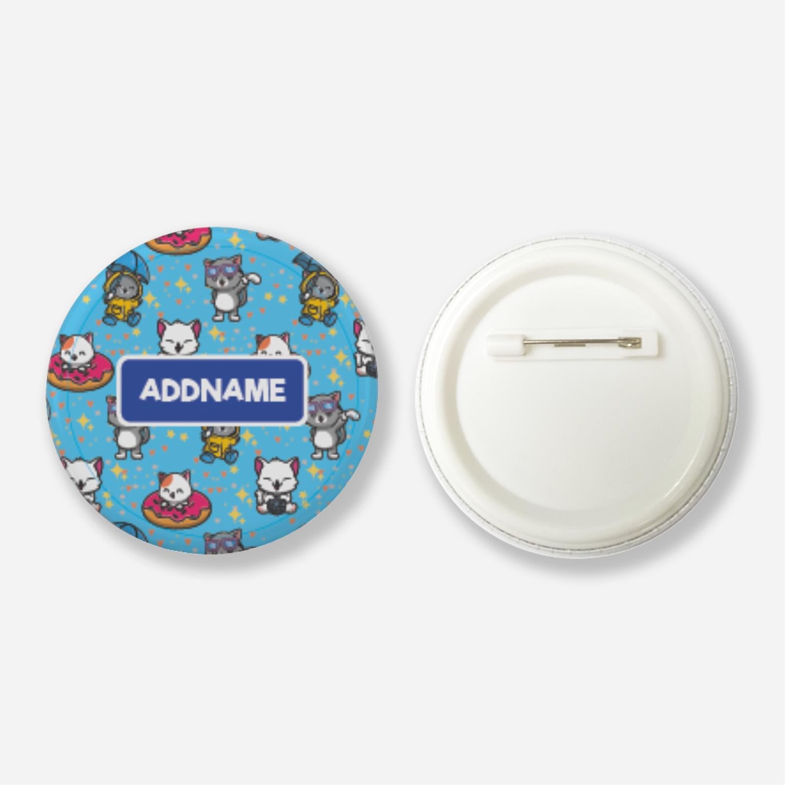 Adopt A Plushie Button Badge With Back Pin  - Fluffy Cat