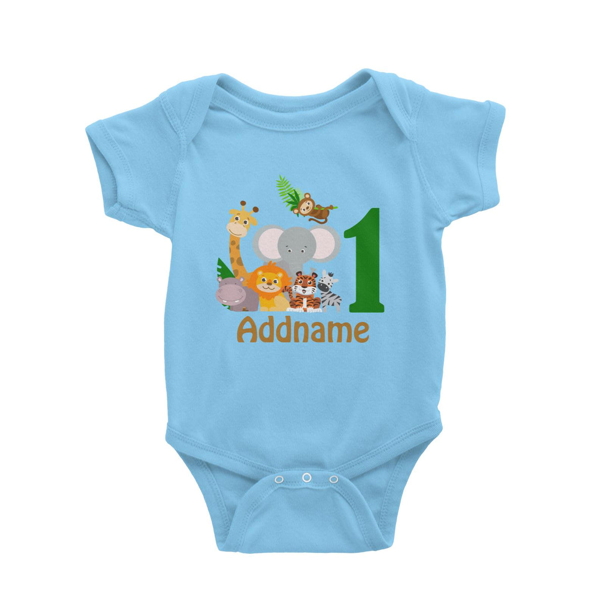 Animal Safari Jungle Birthday Theme Personalizable with Name and Number Baby Romper