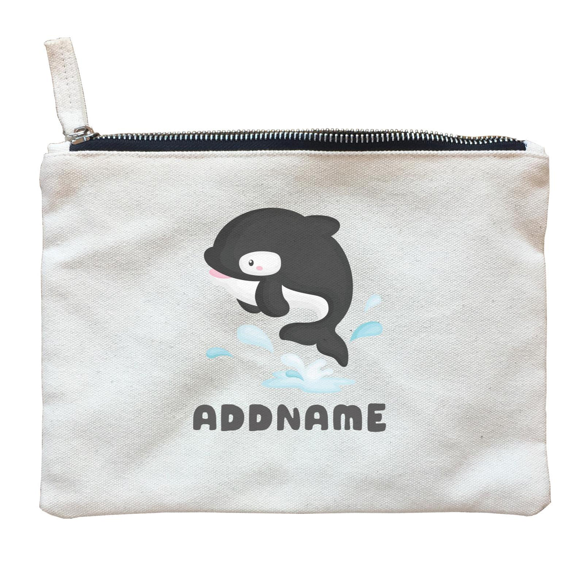 Birthday Winter Animals Orca Addname Zipper Pouch