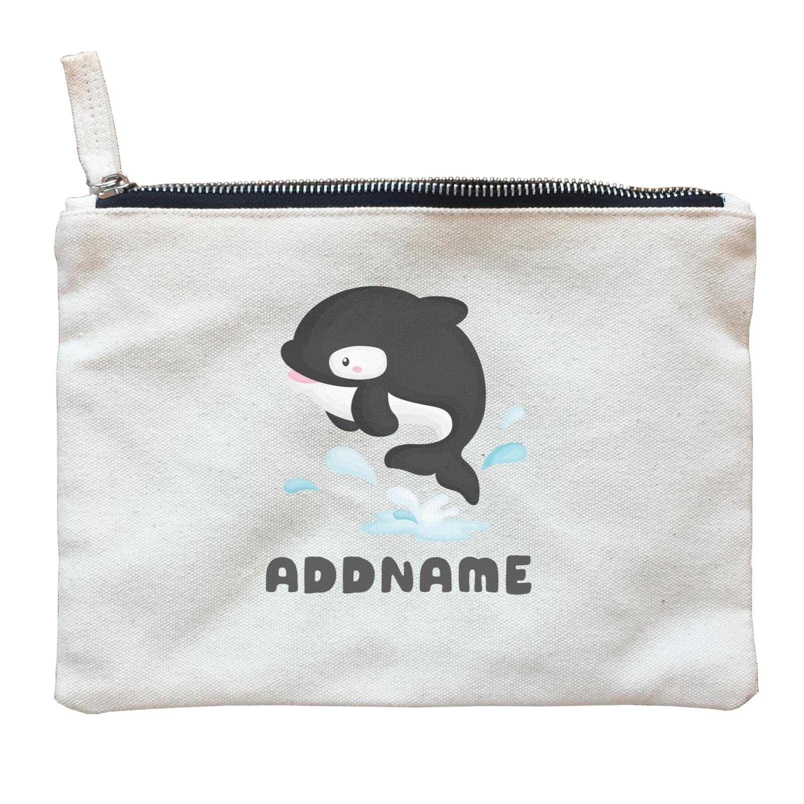 Birthday Winter Animals Orca Addname Zipper Pouch