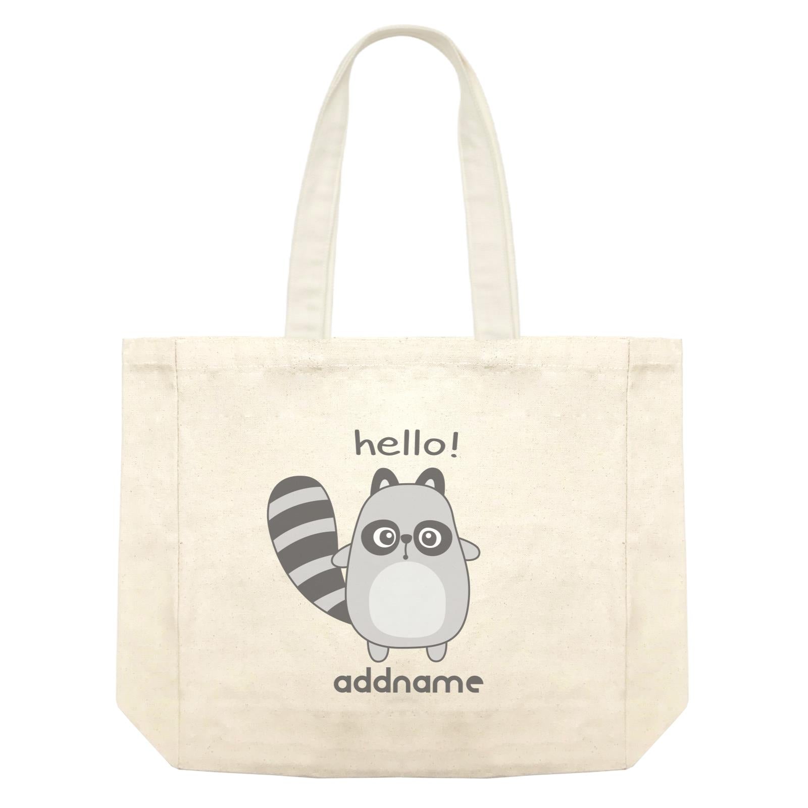 Cool Cute Animals Racoon Hello Addname Shopping Bag