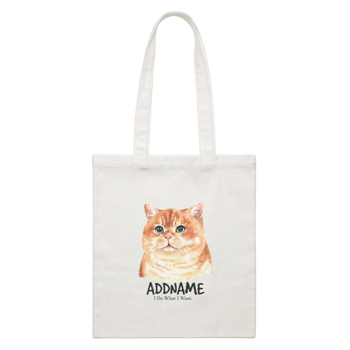 Watercolor Cat Fat Cat I Do What I Want Addname White Canvas Bag
