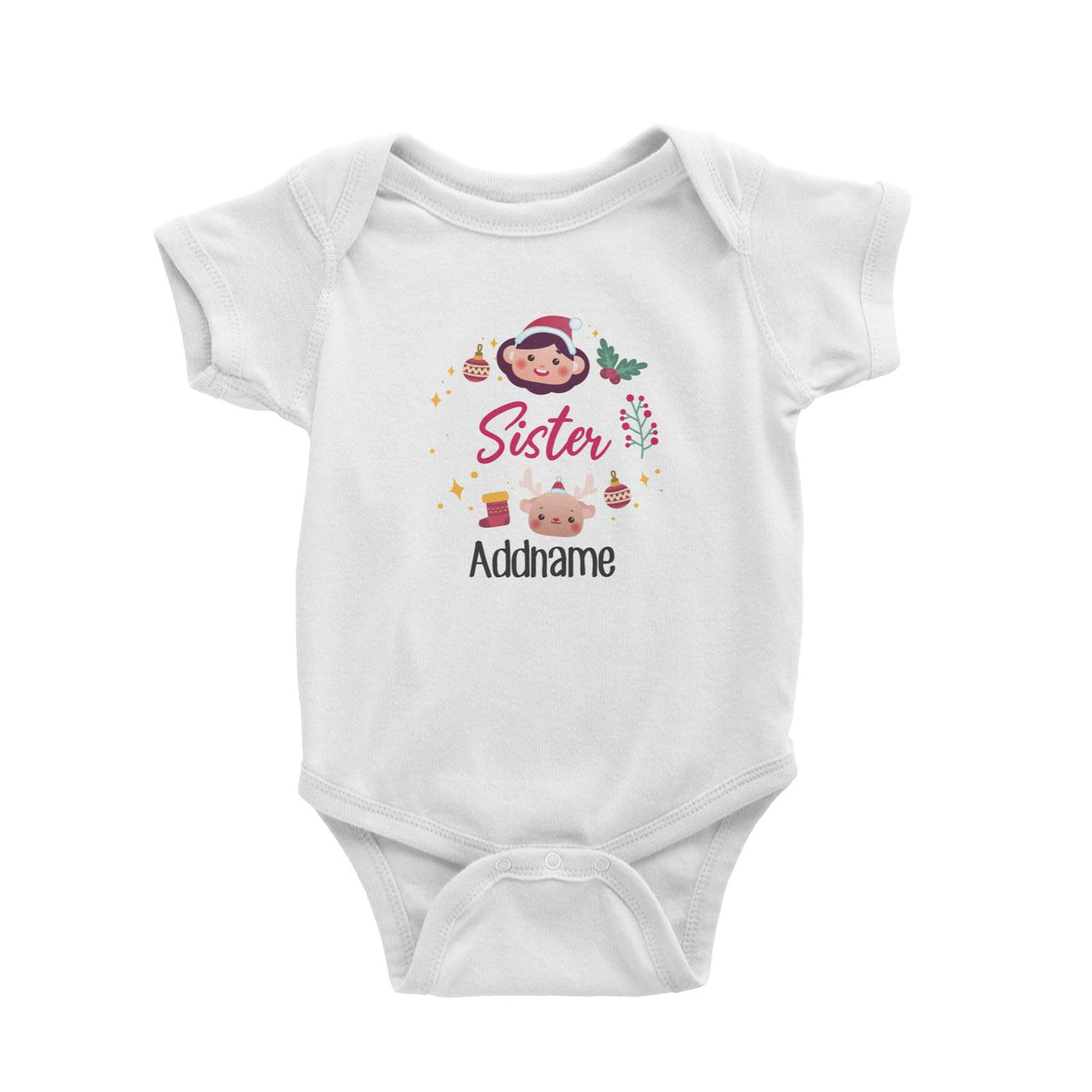 Christmas Cute Wreath Sister Baby Romper