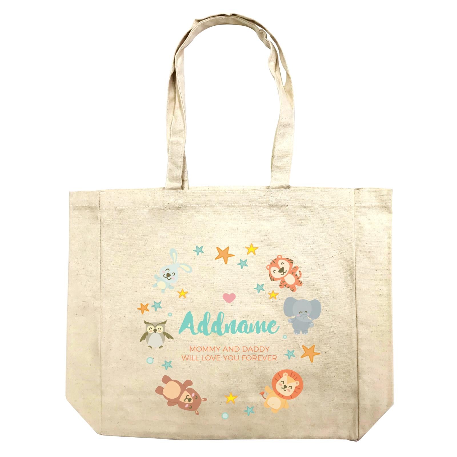 Cute Safari Animals with Stars Element Personalizable with Name and Text Shopping Bag