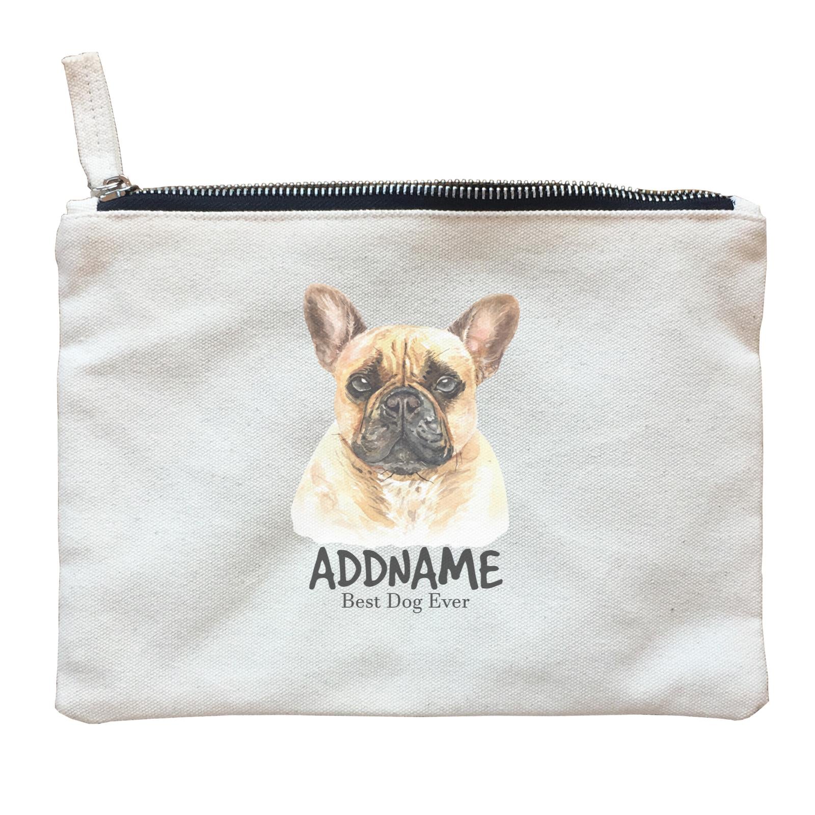Watercolor Dog French Bulldog Best Dog Ever Addname Zipper Pouch