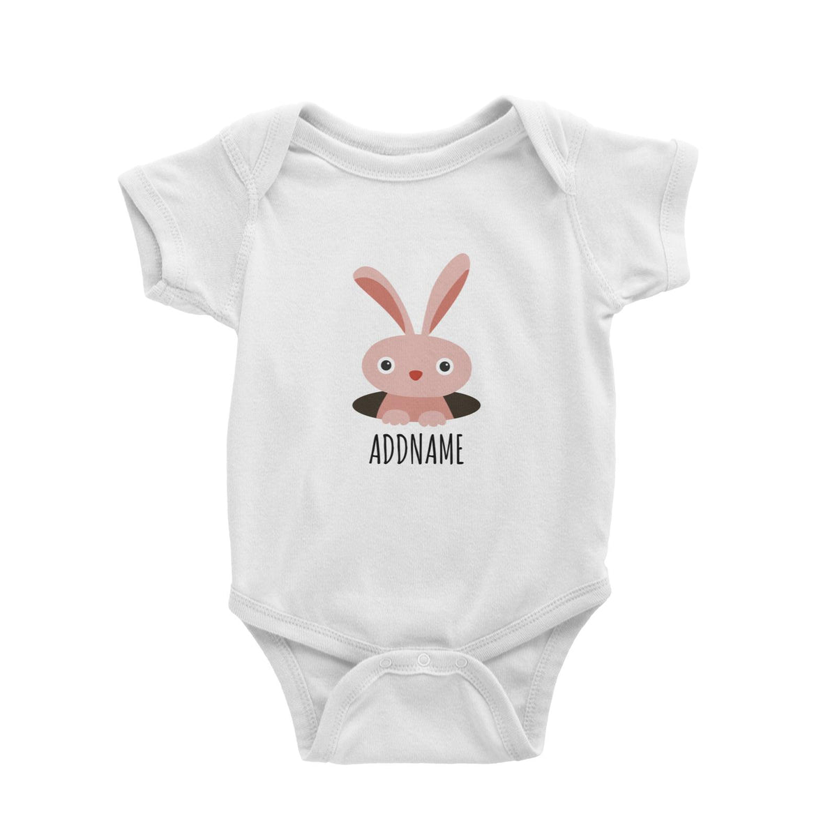 Forest Rabbit in Hole White White Baby Romper