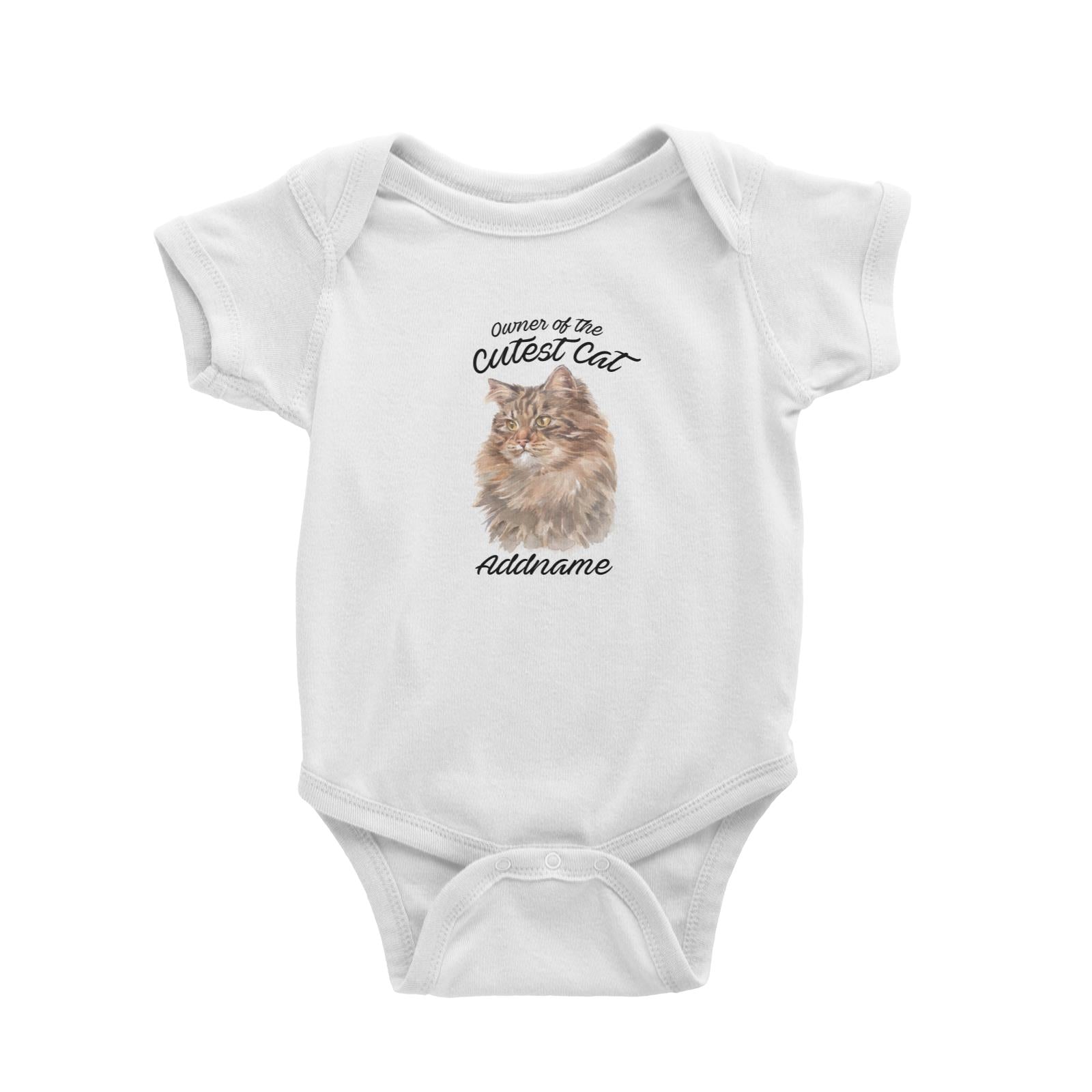 Watercolor Owner Of The Cutest Cat Siberian Cat Brown Addname Baby Romper