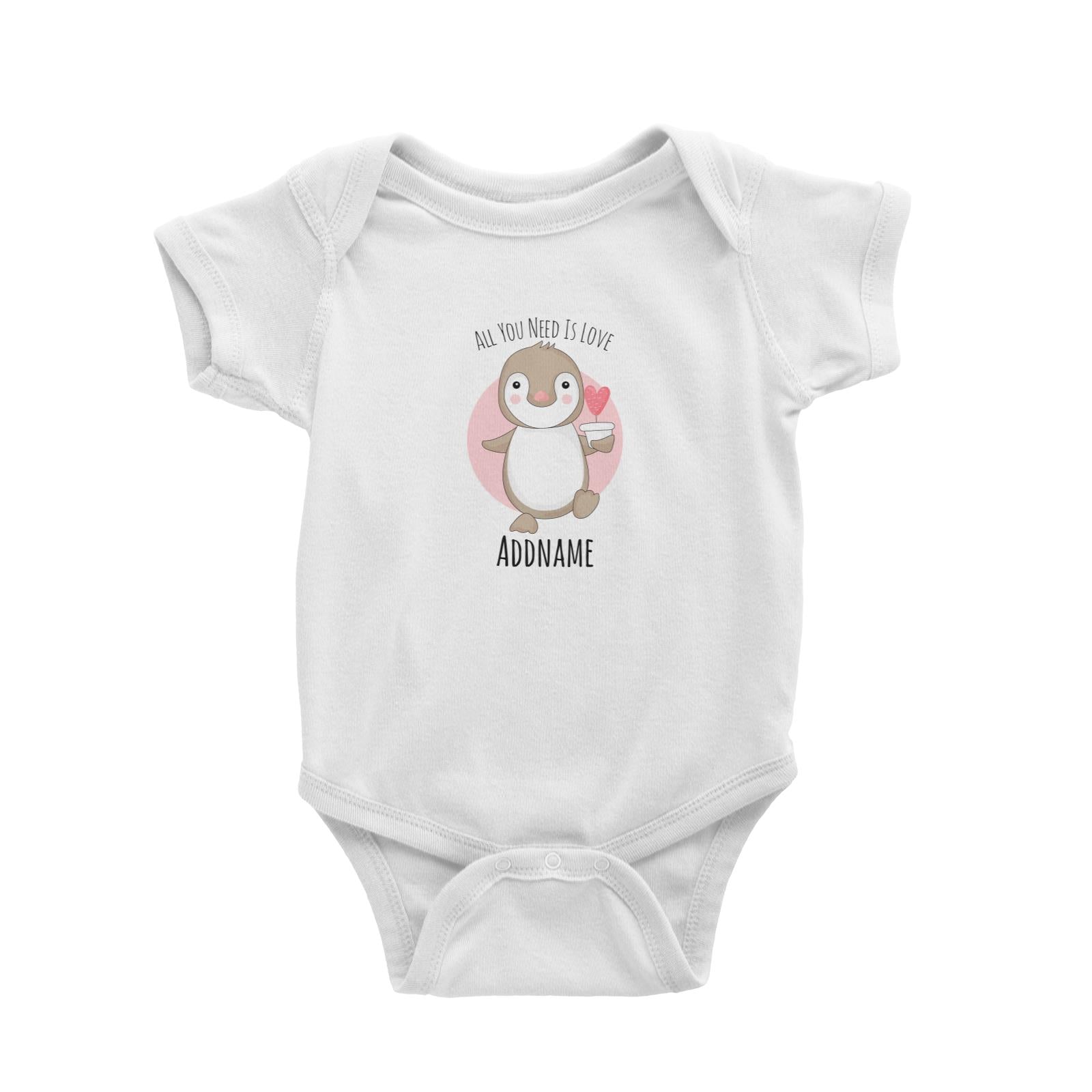 Sweet Animals Sketches Penguin All You Need Is Love Addname Baby Romper