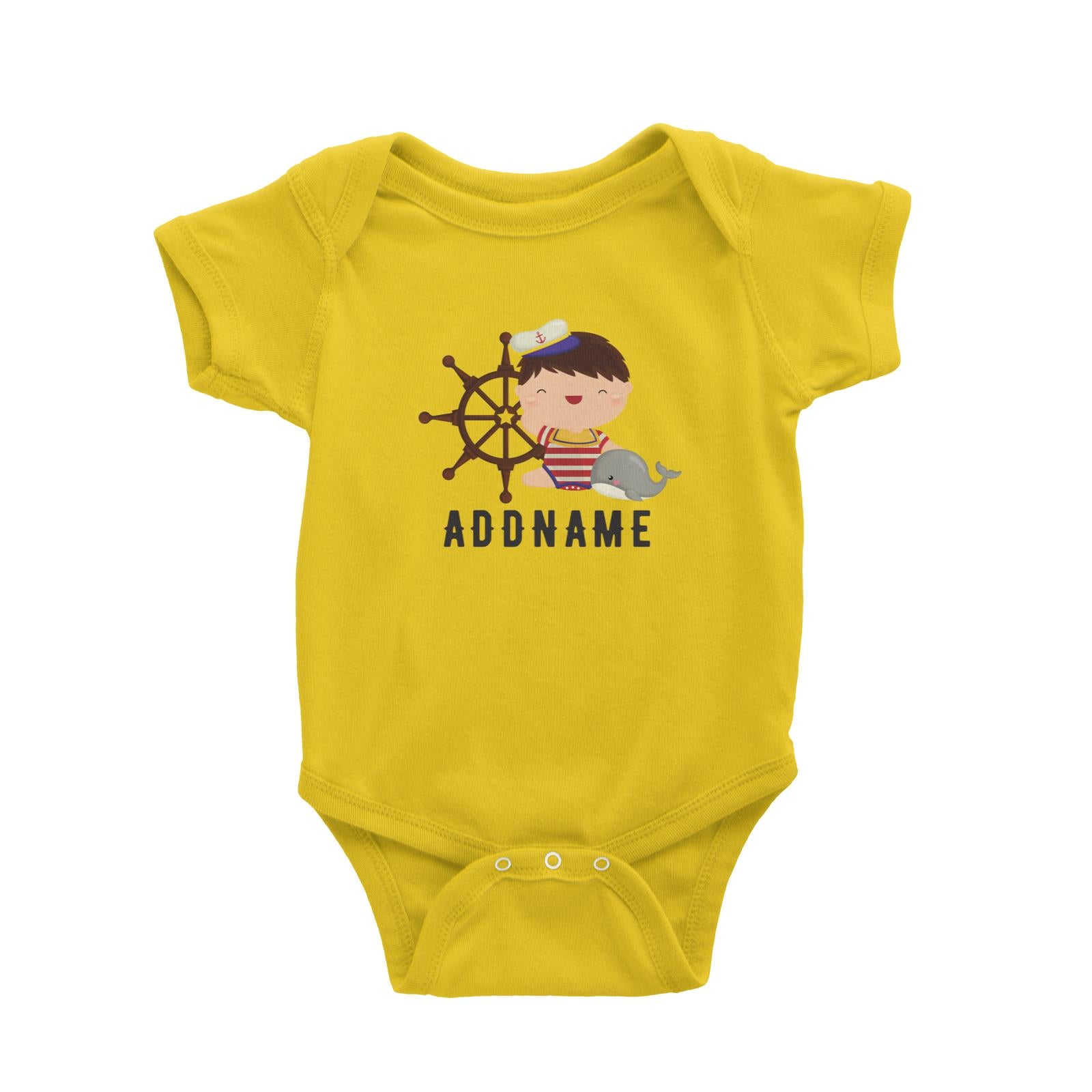 Birthday Sailor Baby Boy Ship With Wheel Addname Baby Romper