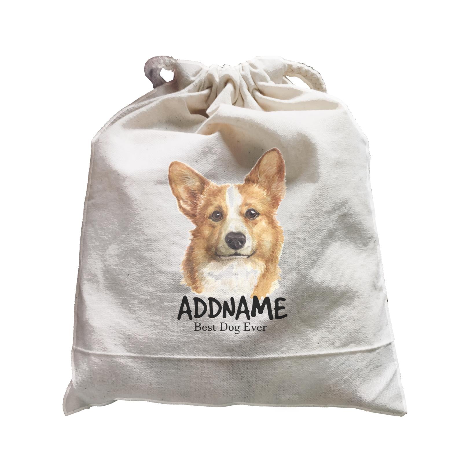 Watercolor Dog Welsh Corgi Smile Best Dog Ever Addname Satchel