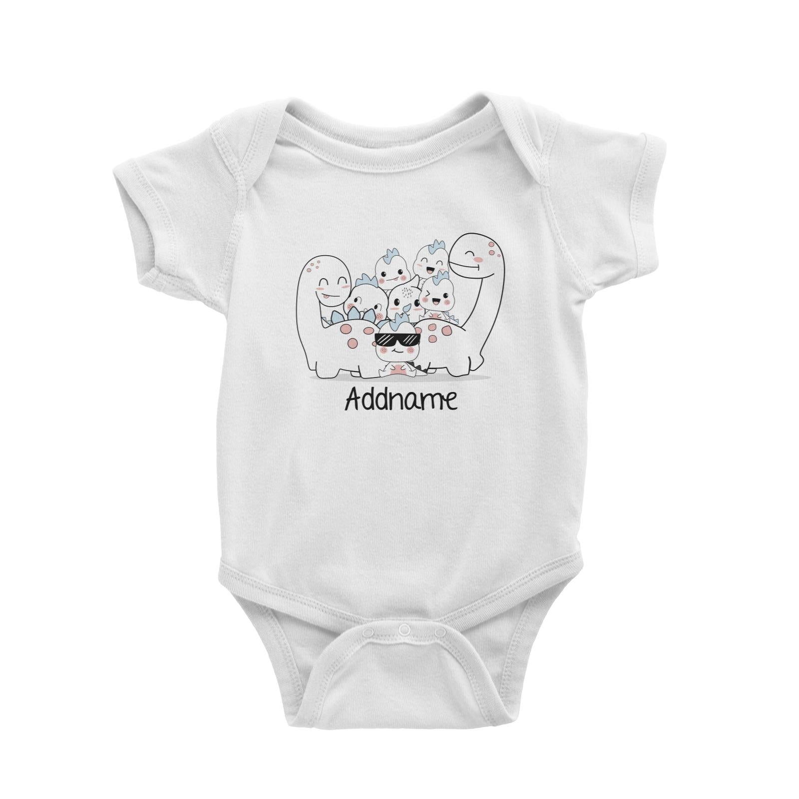 Cute Animals And Friends Series Cute Little Dinosaur Smiling Group Addname Baby Romper