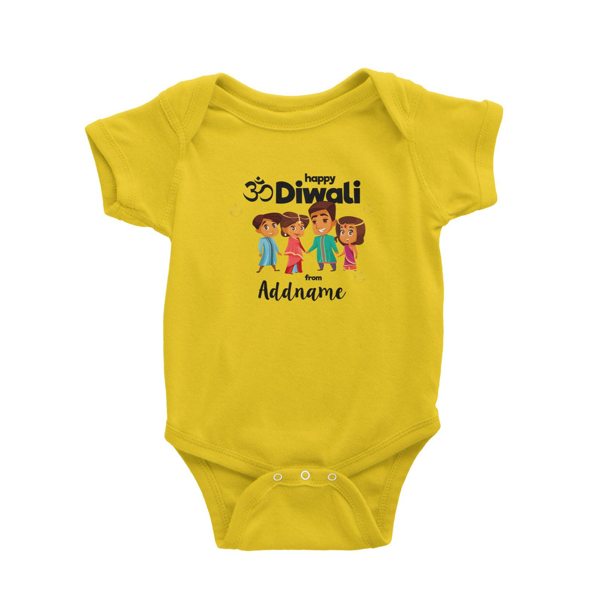 Cute Family Of Four OM Happy Diwali From Addname Baby Romper