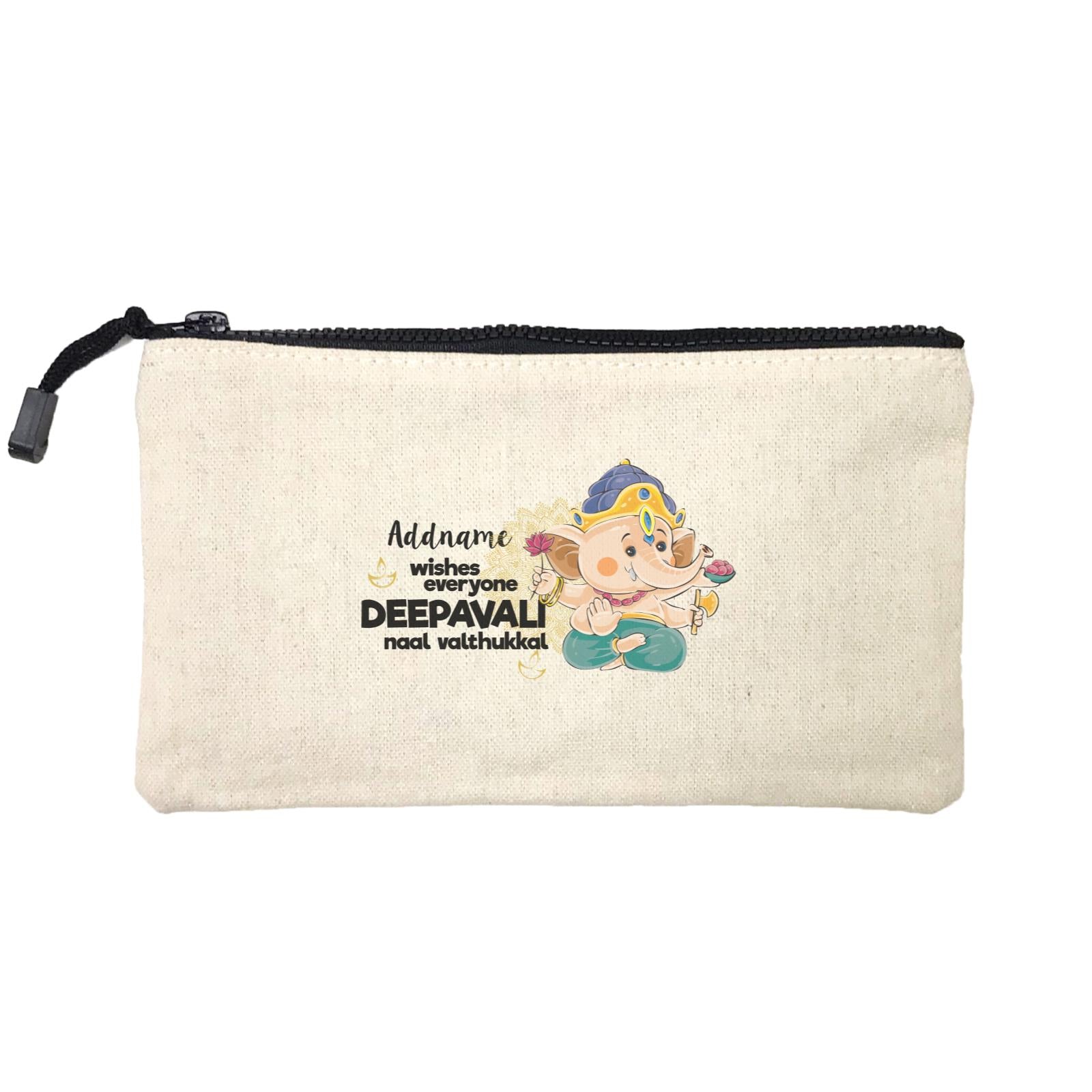 Cute Ganesha Addname Wishes Everyone Deepavali Mini Accessories Stationery Pouch