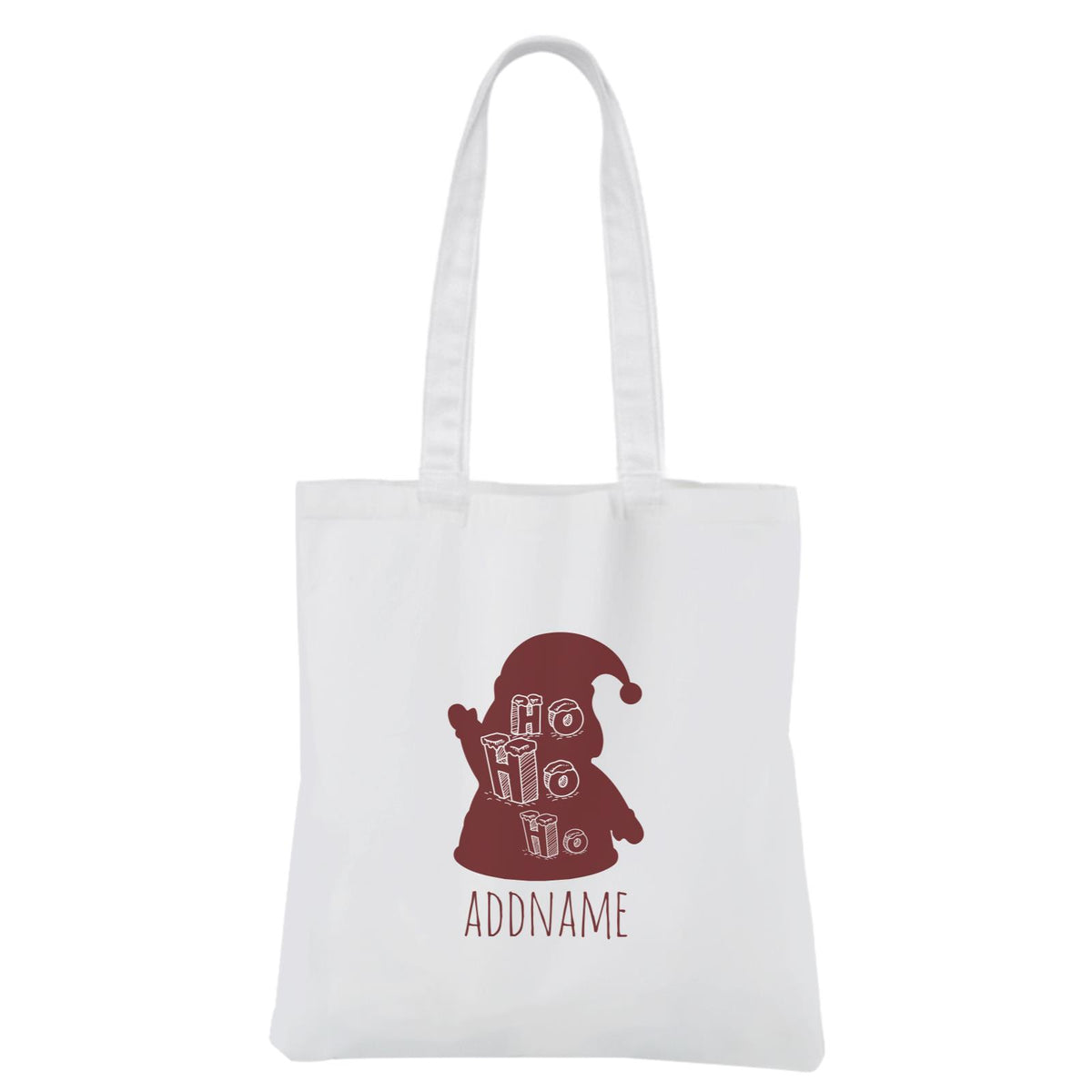 Christmas Series Red Santa Silhouette Ho Ho Ho White Canvas Bag